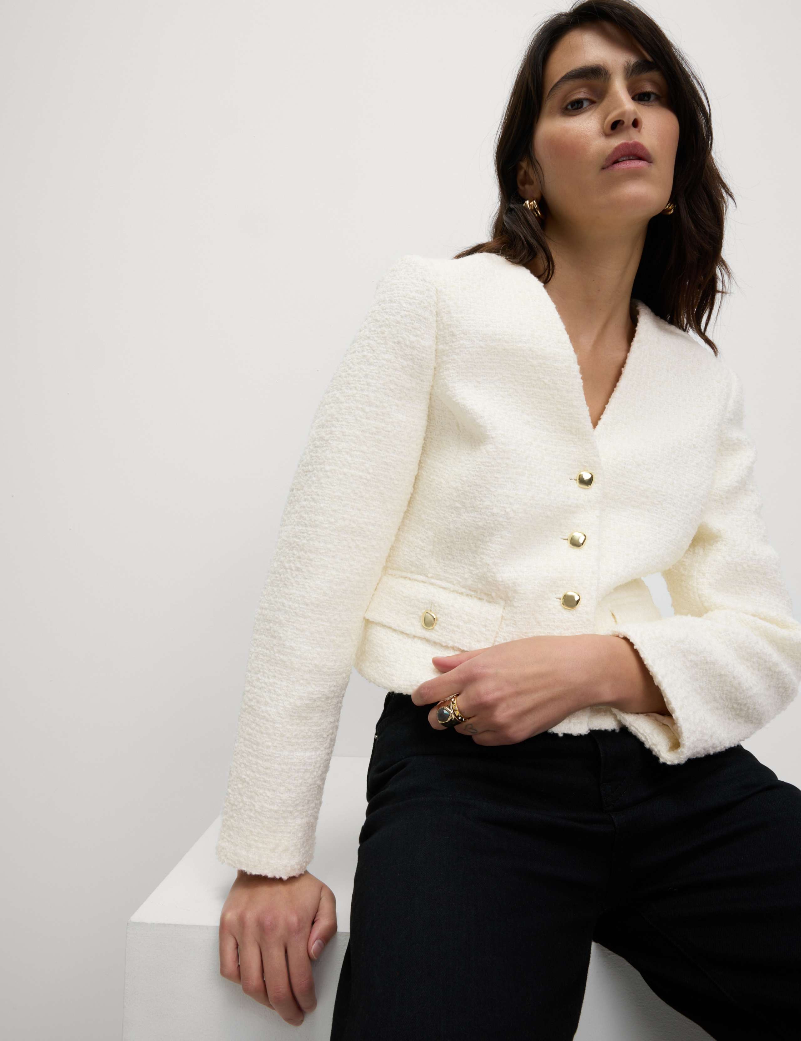 V Neck Fringe Tweed Jacket 4 of 6