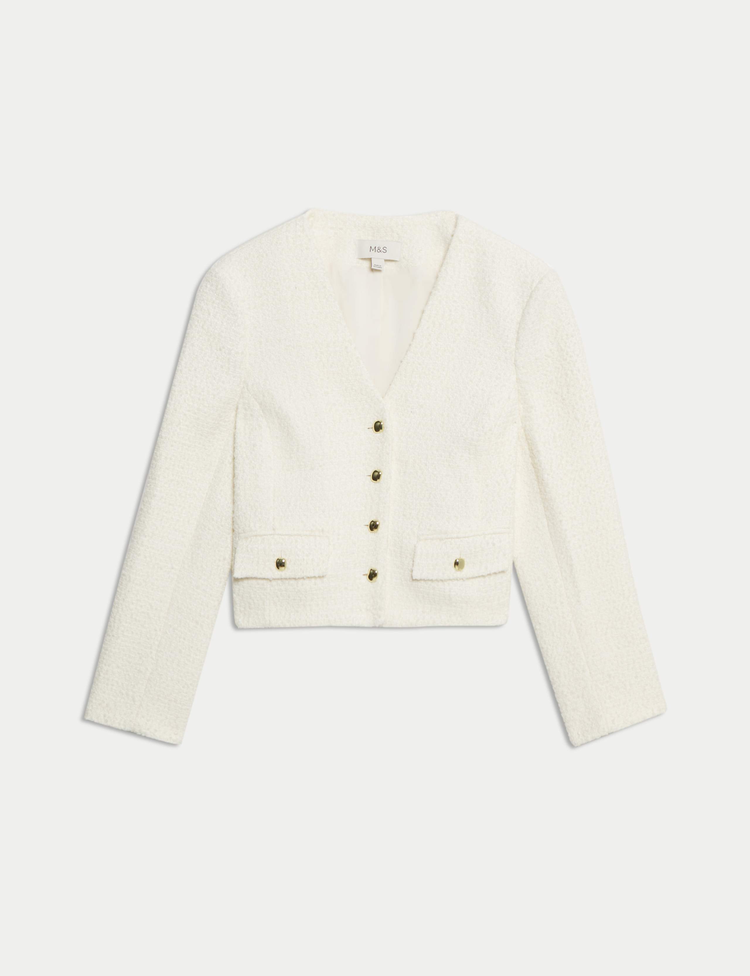 V Neck Fringe Tweed Jacket 2 of 6