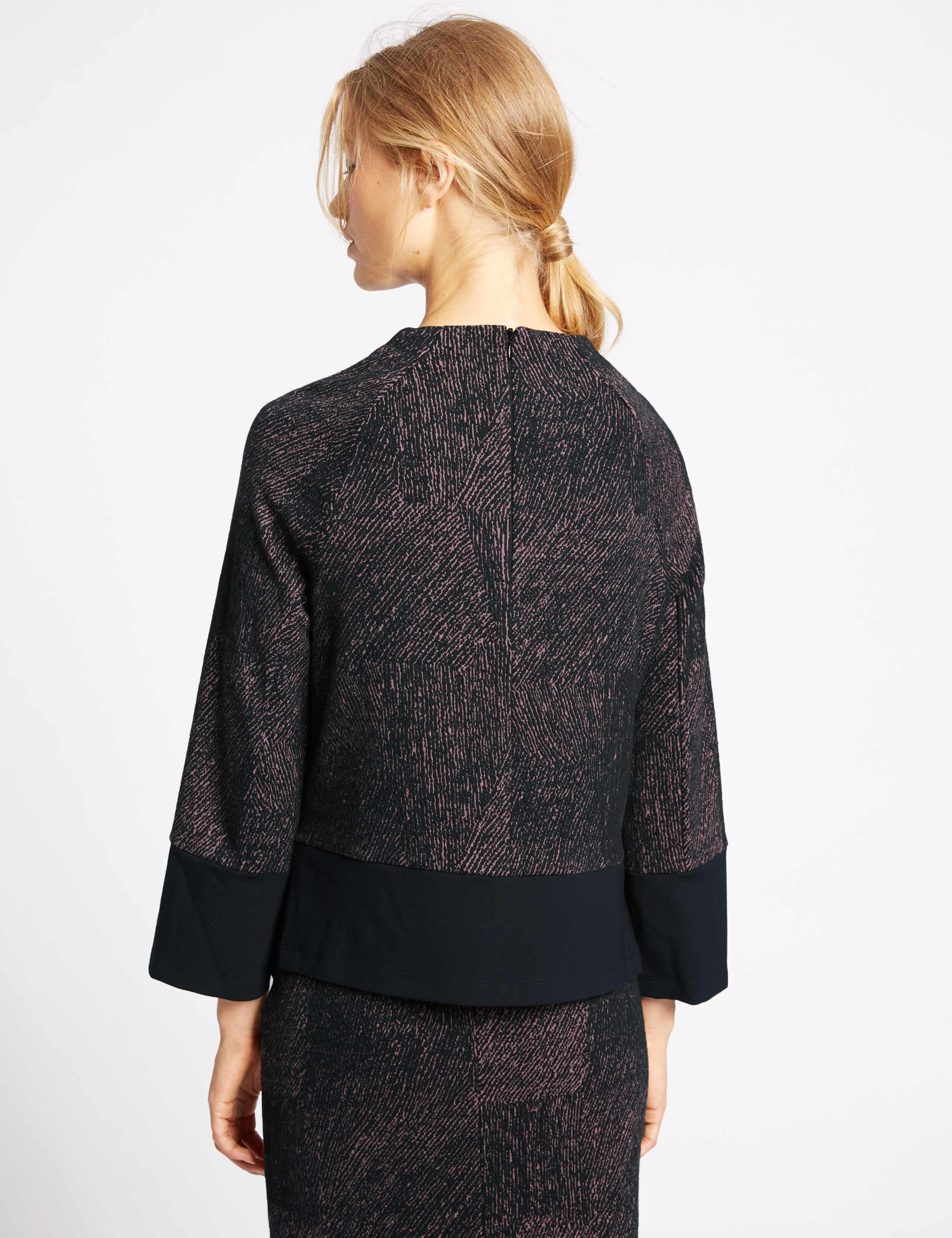 Printed Ponte Long Sleeve Shell Top 3 of 5