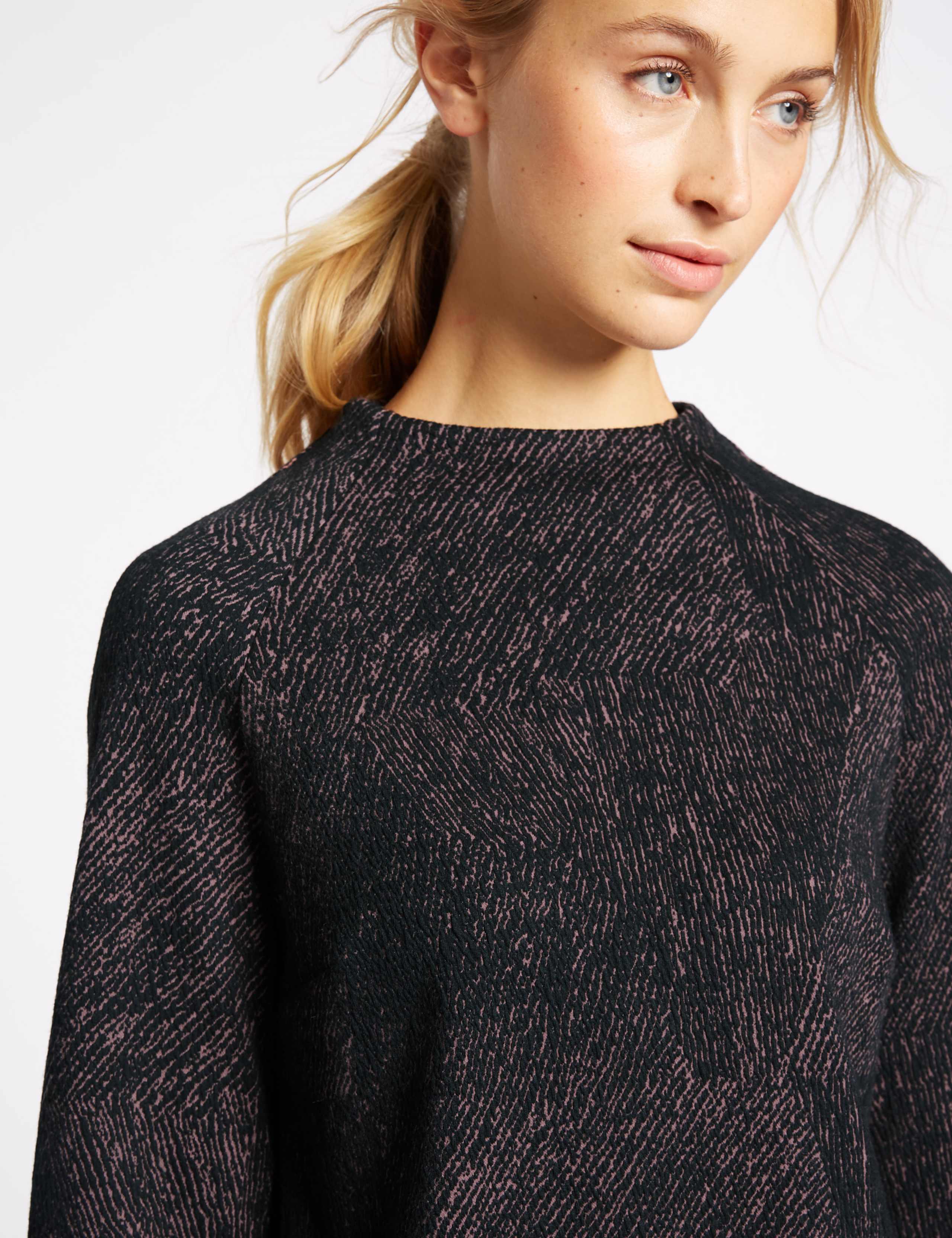 Printed Ponte Long Sleeve Shell Top 4 of 5