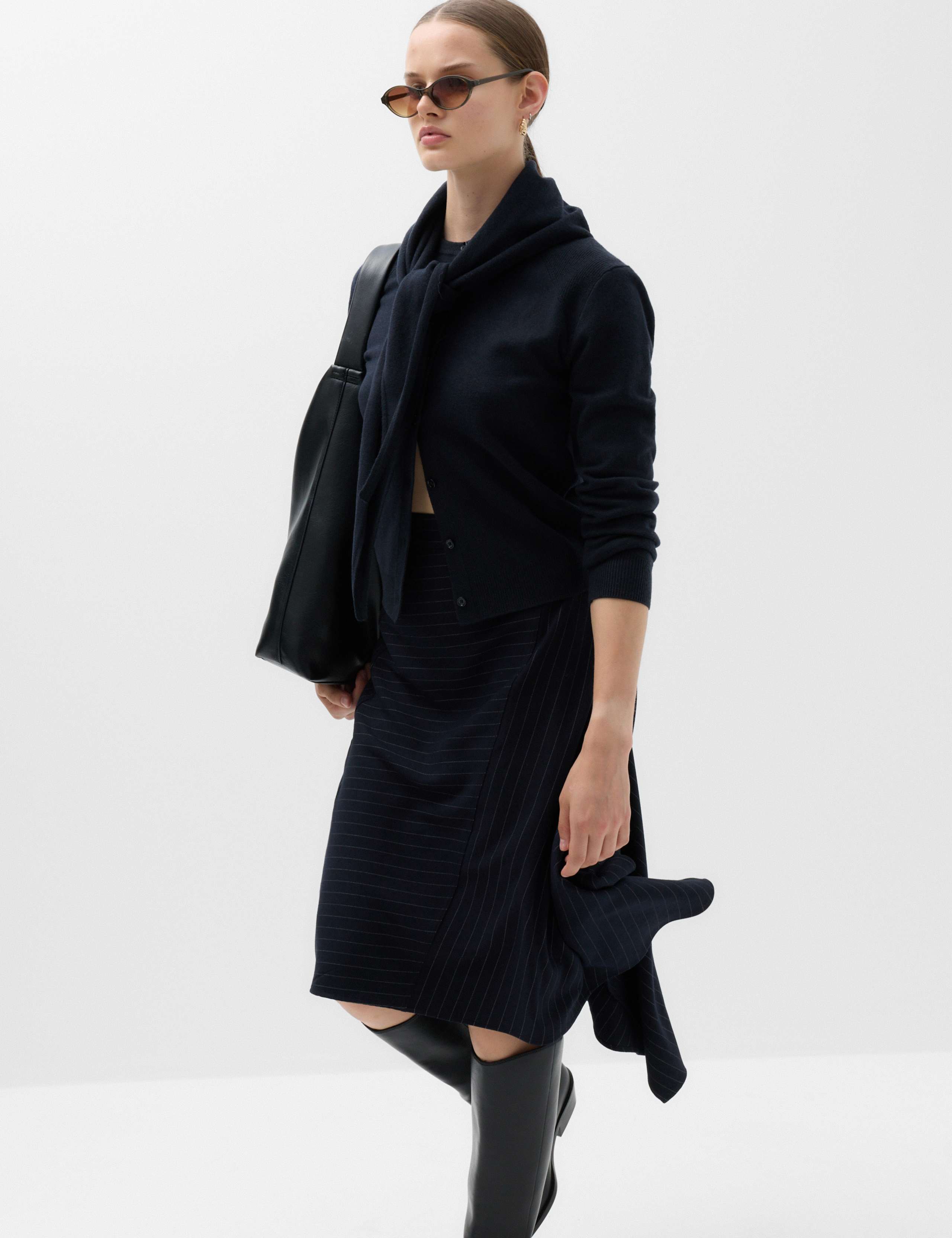 Pinstripe Midi Asymmetric Skirt 6 of 6