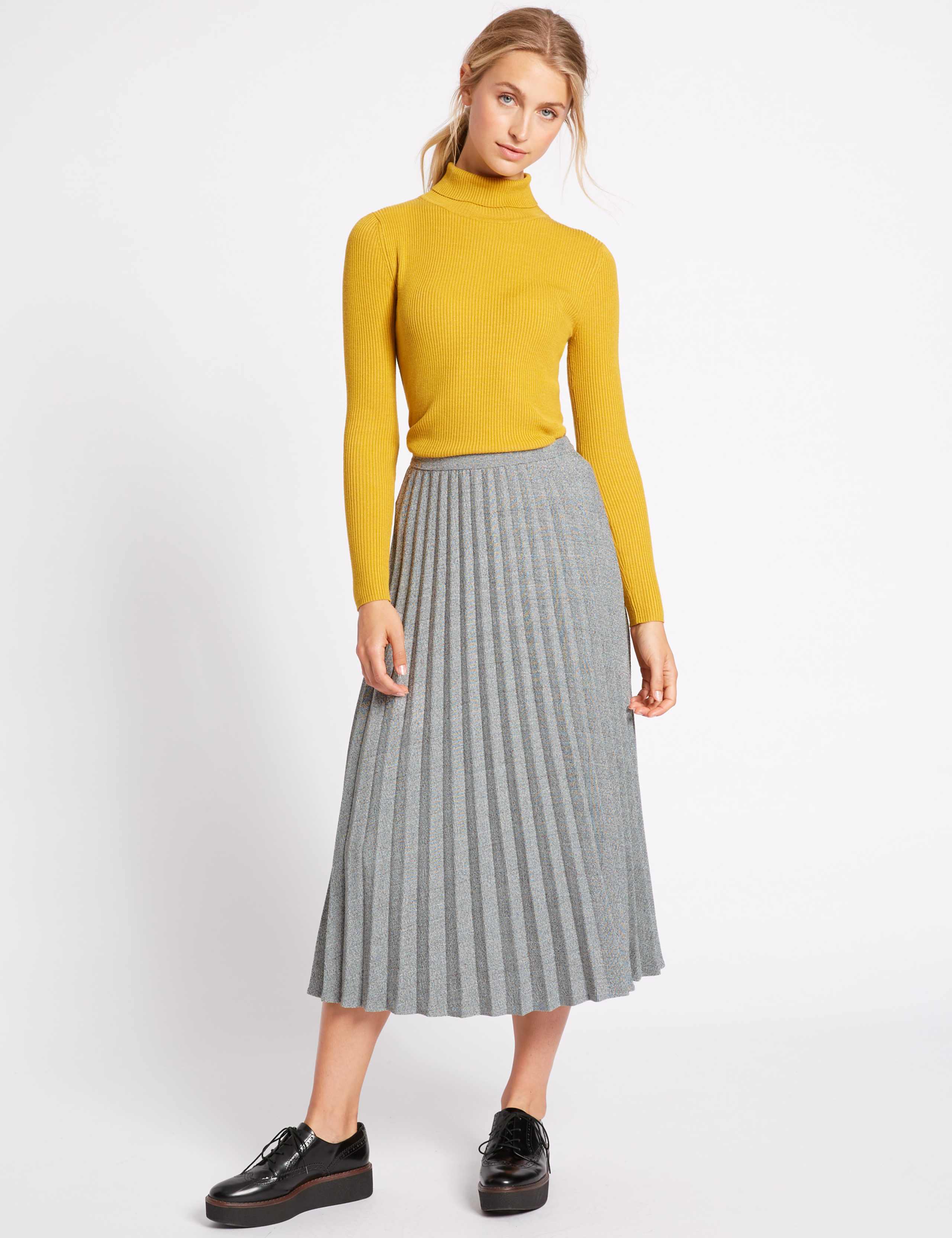 Checked Pleated Midi Skirt 1 of 6