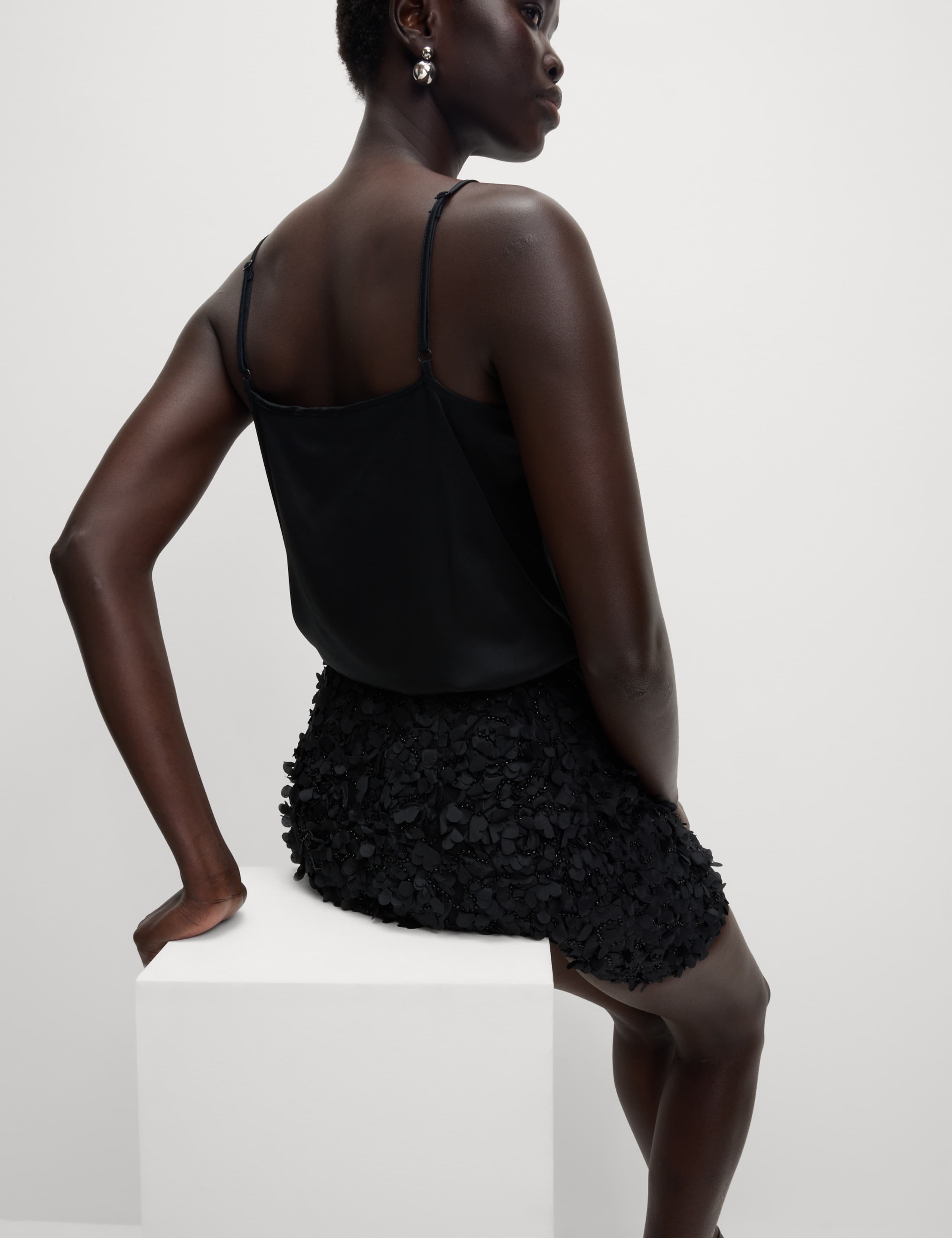 Mesh Beaded Mini A-Line Skirt 5 of 6