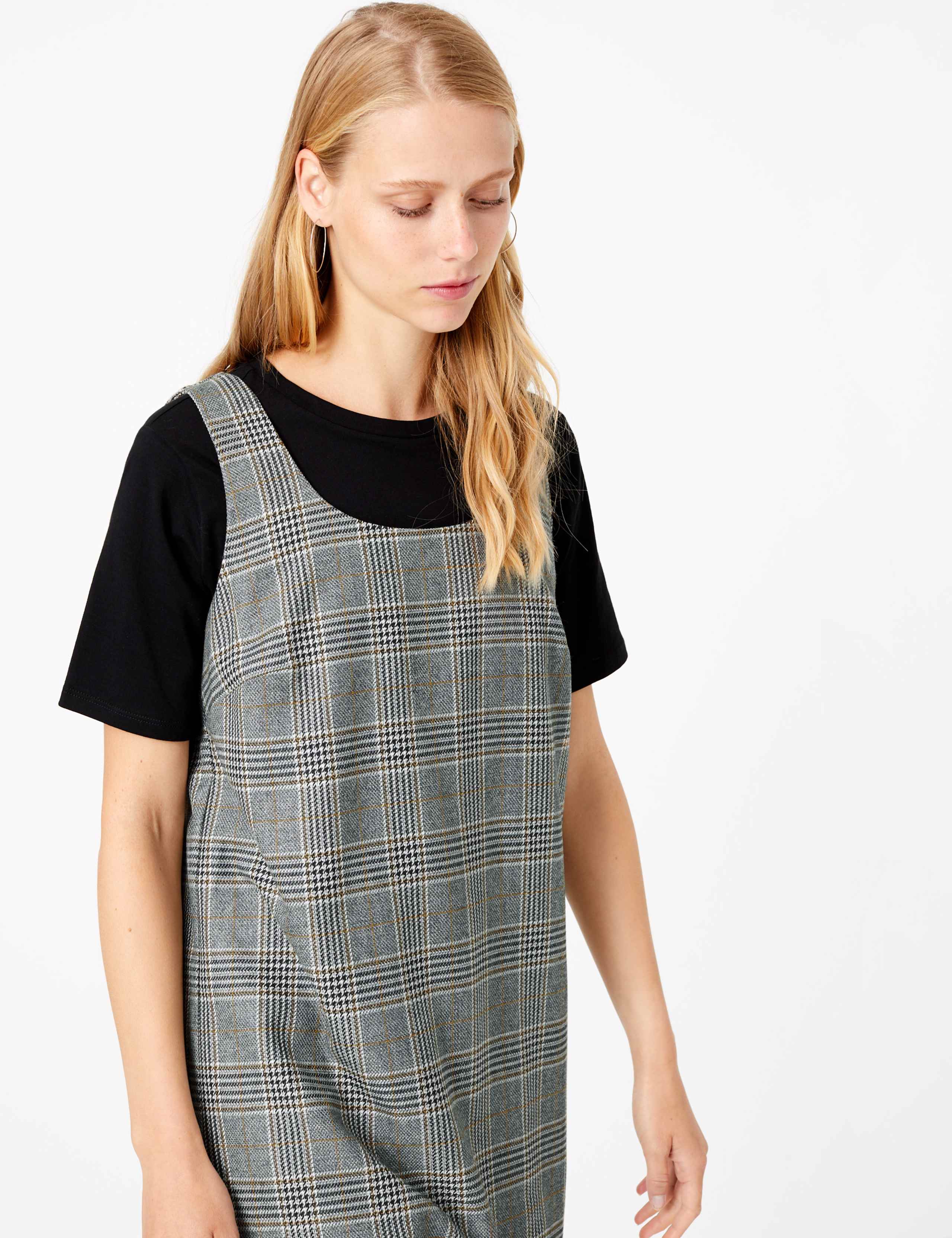Checked Midi Pinafore Dress 1 of 4
