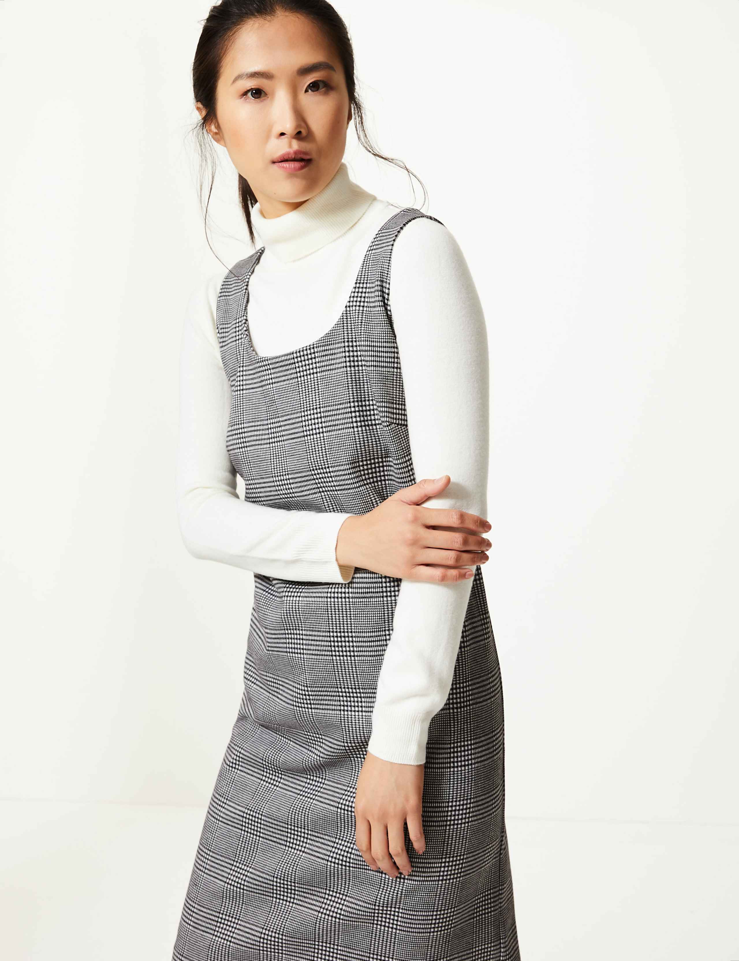 Gingham Midi Pinafore Dress 1 of 4