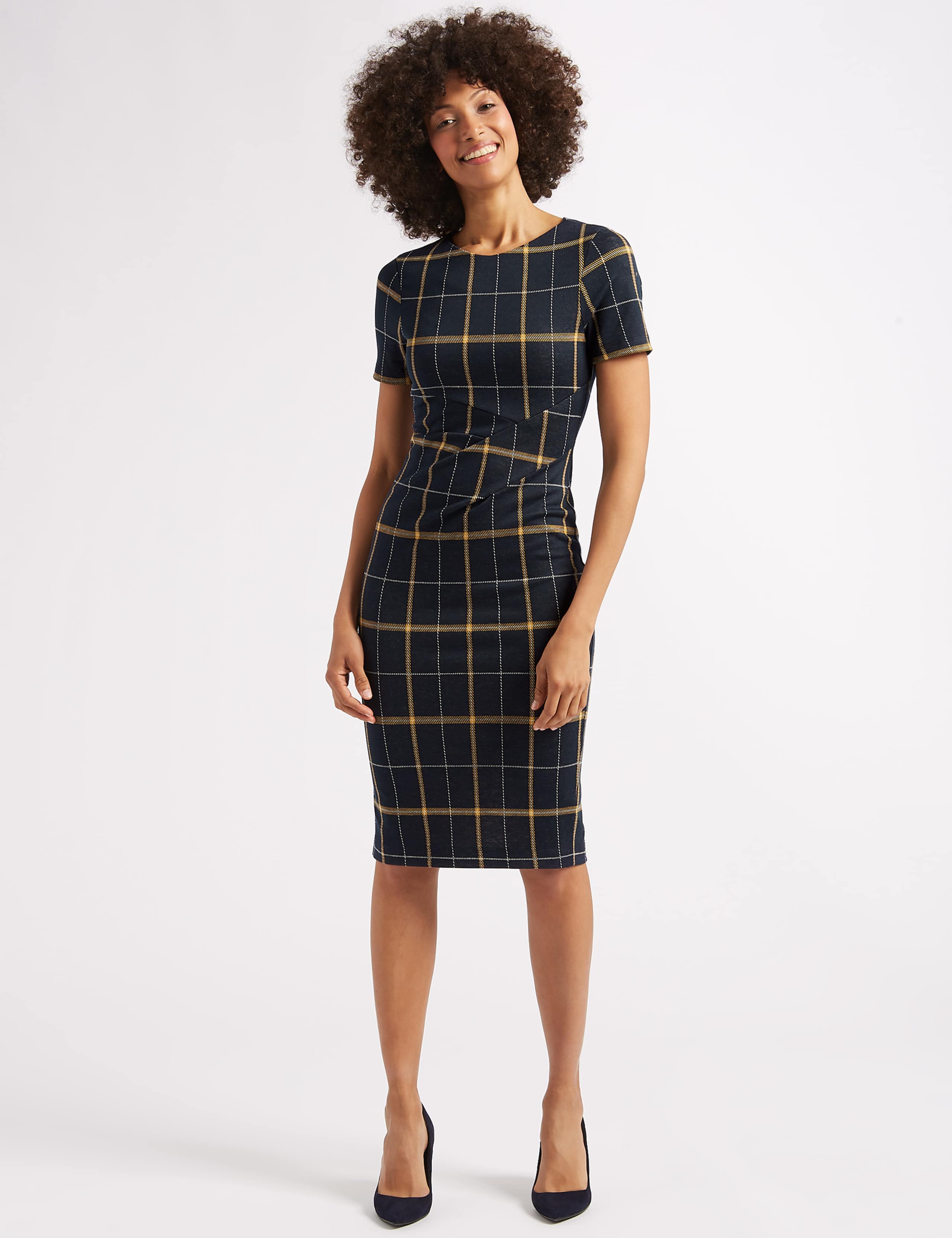 Checked Half Sleeve Pencil Dress 1 of 5