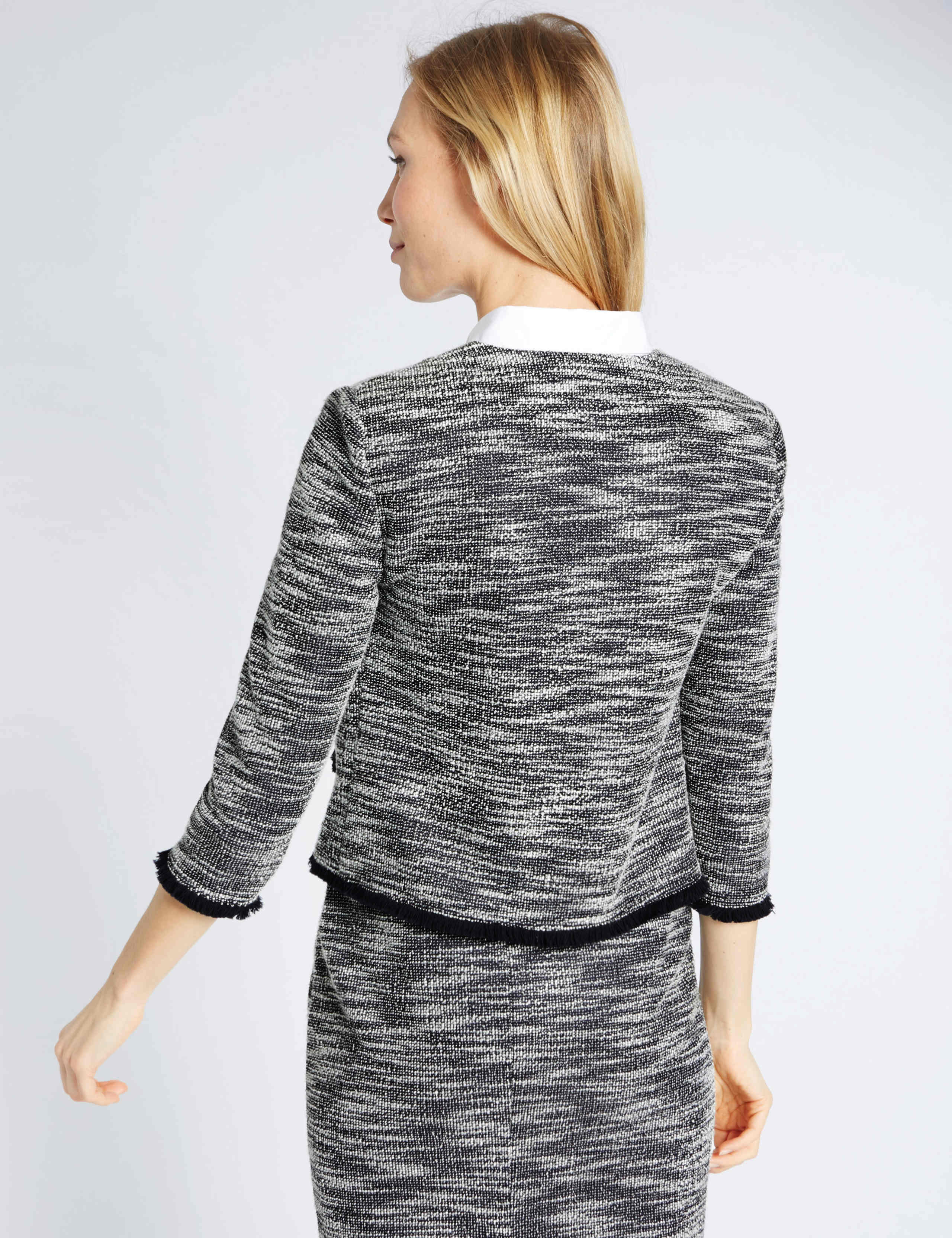 Jersey Tweed Fringe Jacket 3 of 5