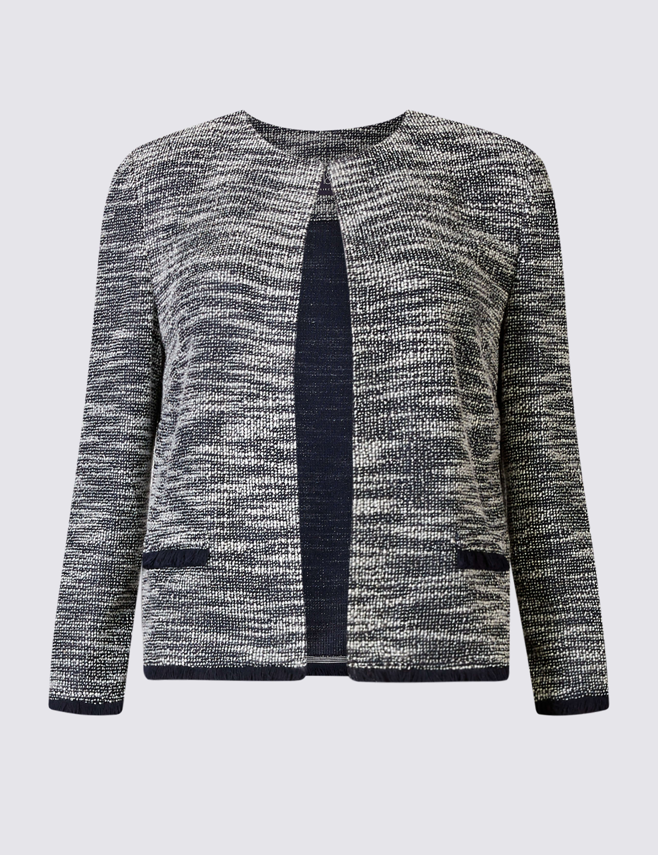 Jersey Tweed Fringe Jacket 2 of 5