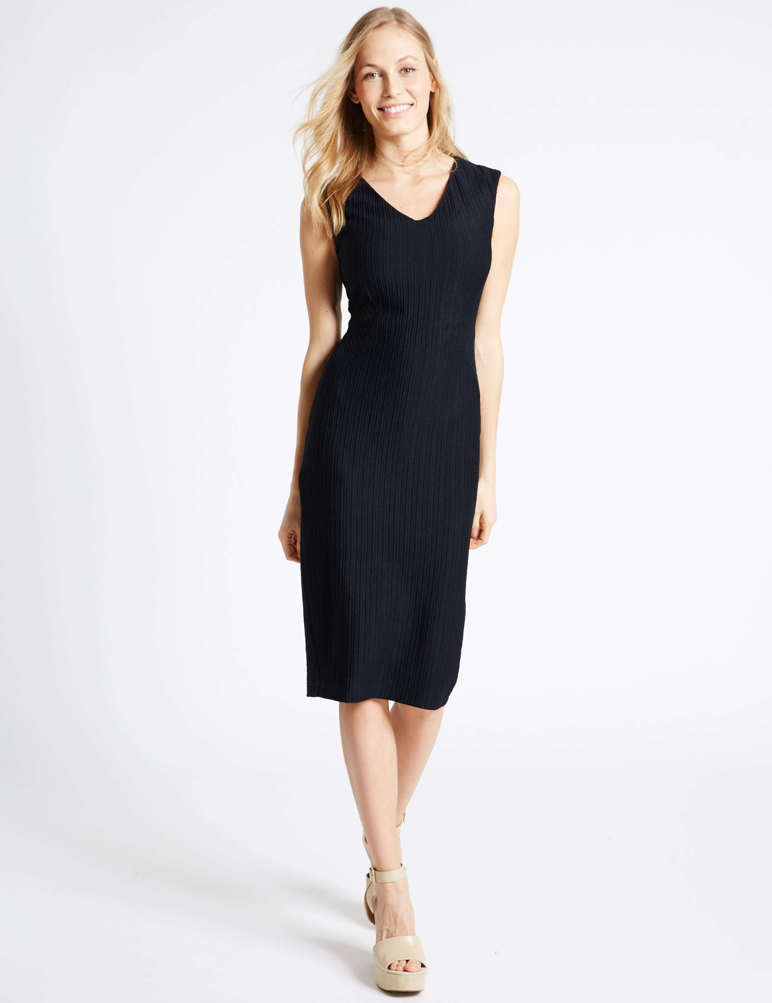 Ribbed Back Split Shift Dress 1 of 4