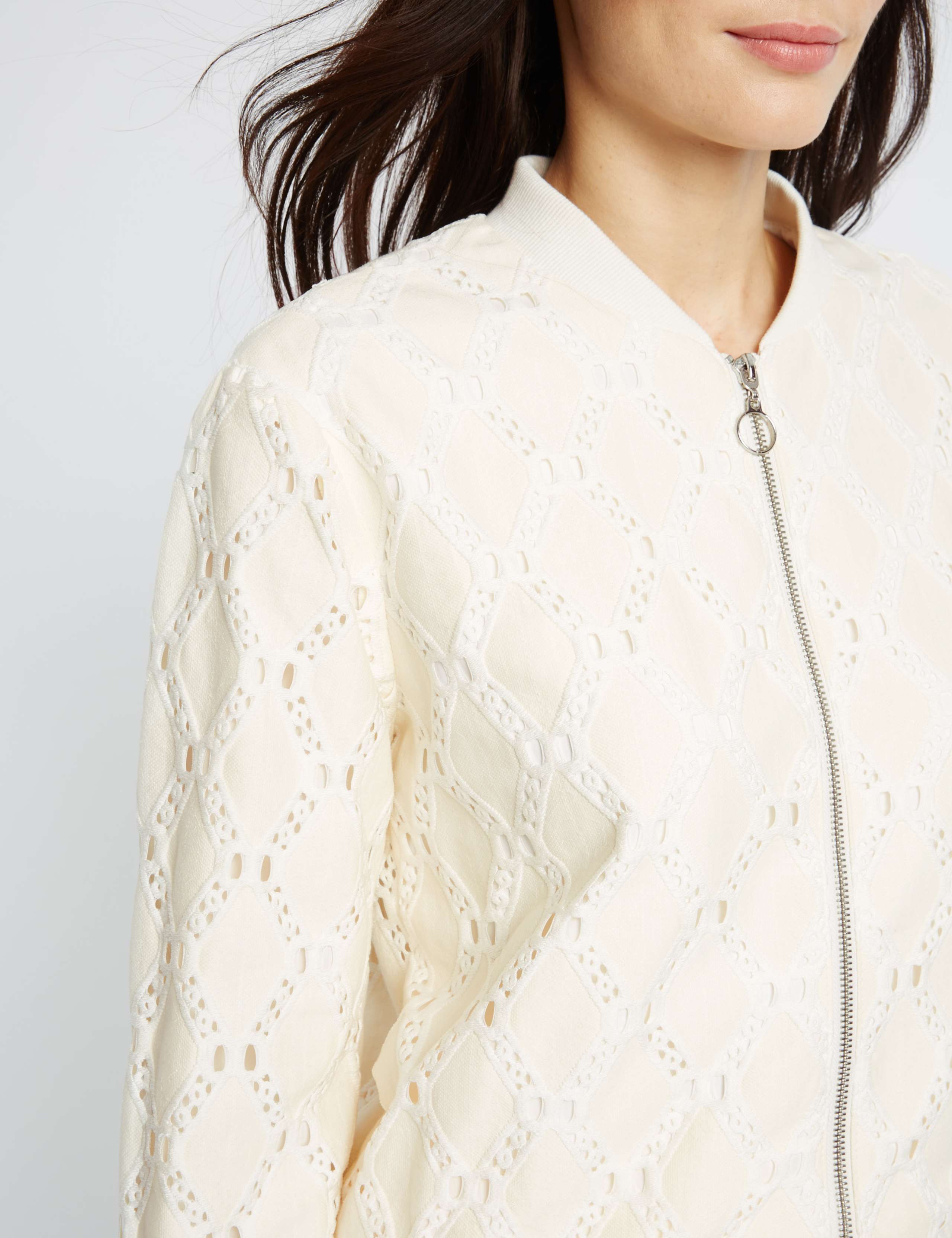 Cotton Blend Lace Bomber Jacket 4 of 5