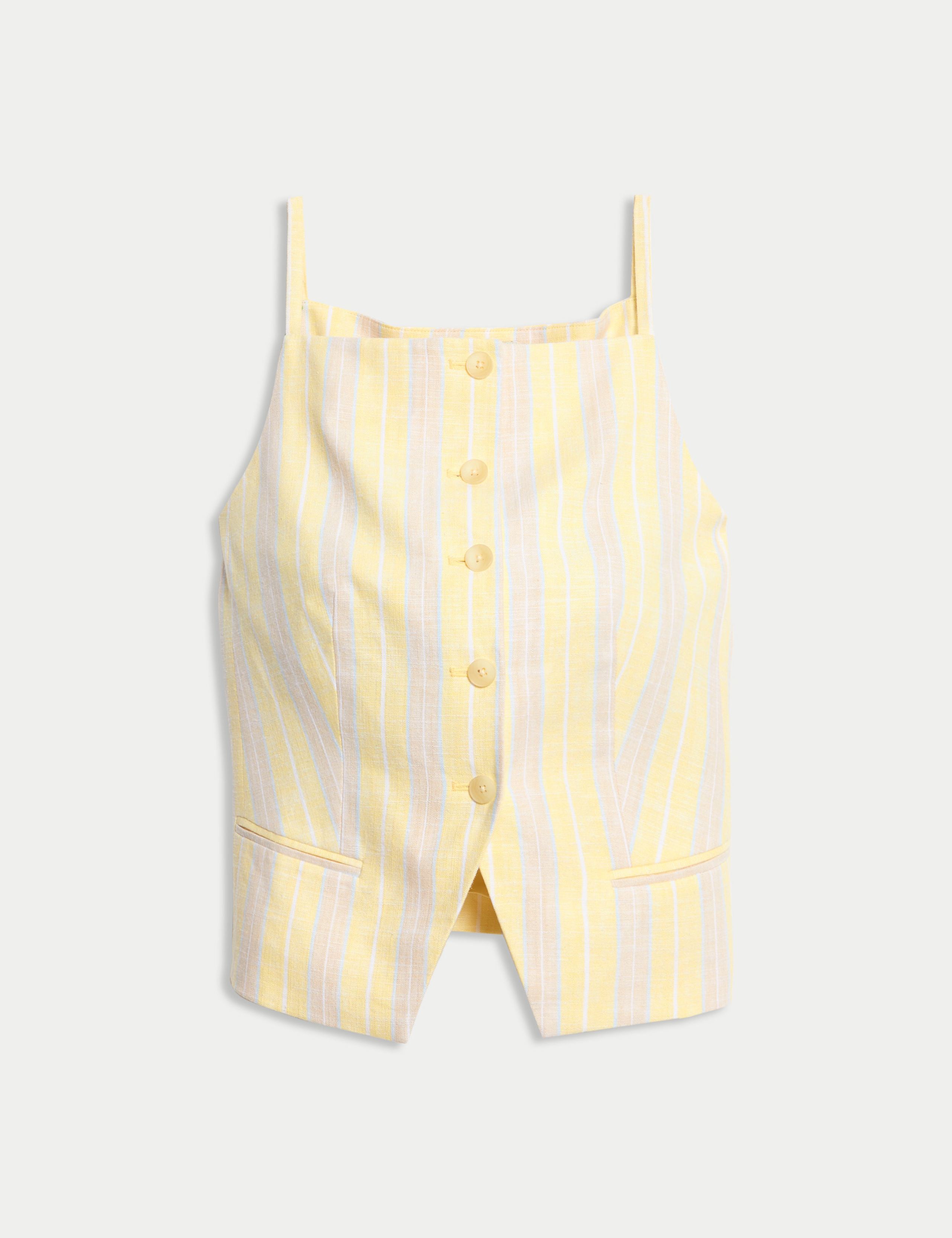 Linen Blend Striped Strappy Waistcoat 2 of 7