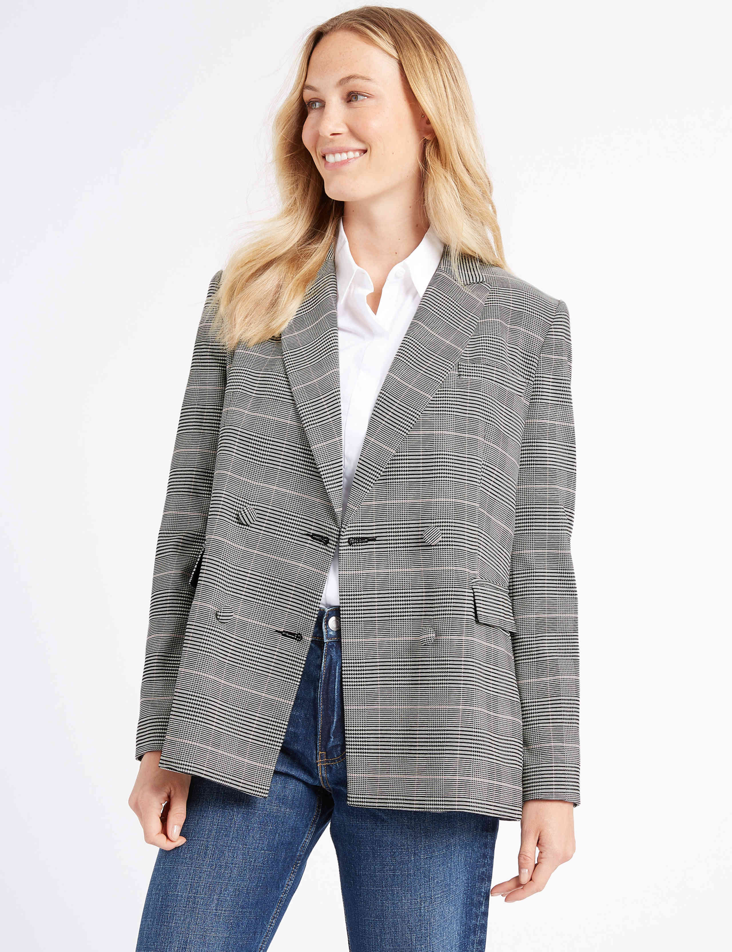 Checked Double Breasted Blazer 1 of 6