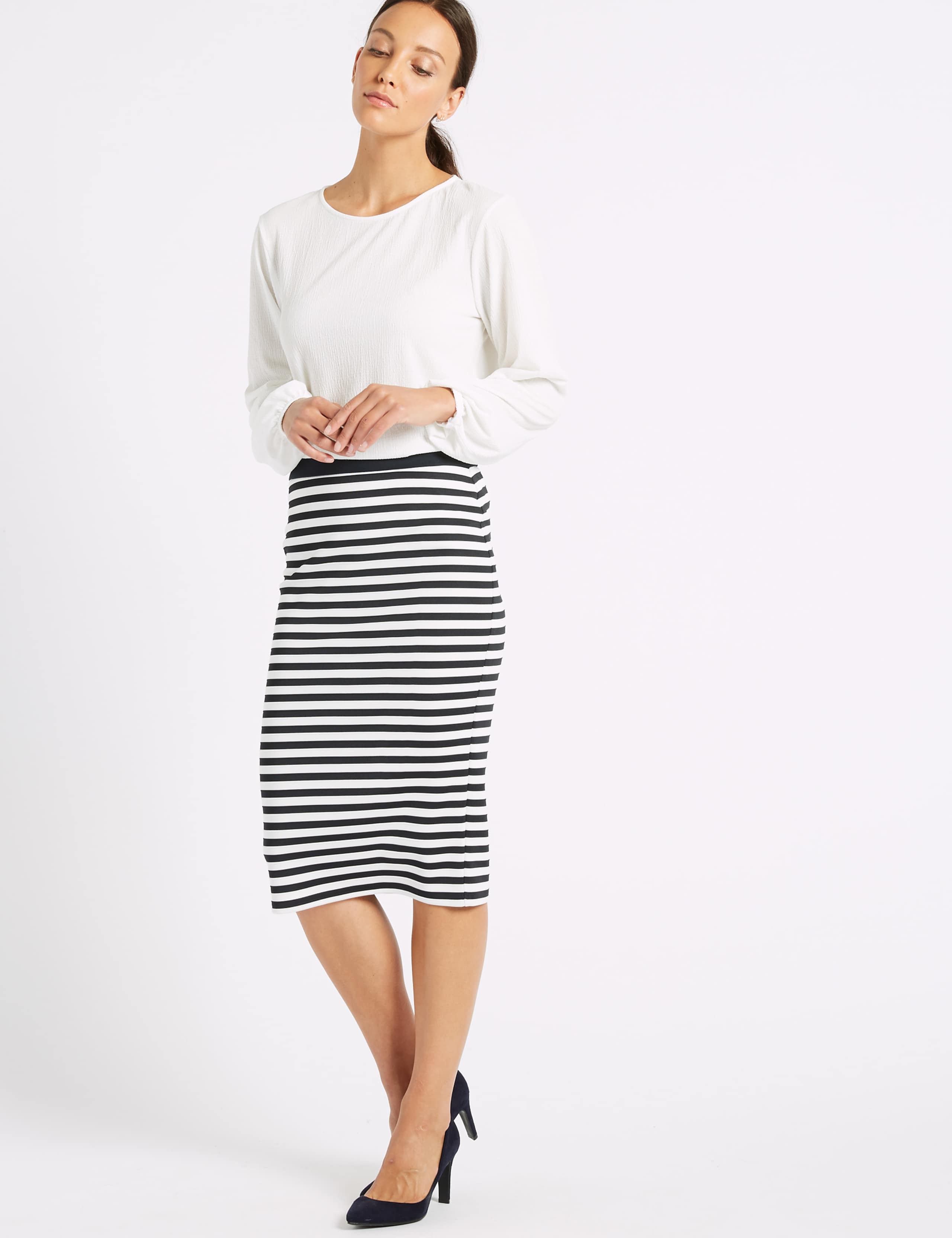 Striped Jersey Pencil Skirt 4 of 6
