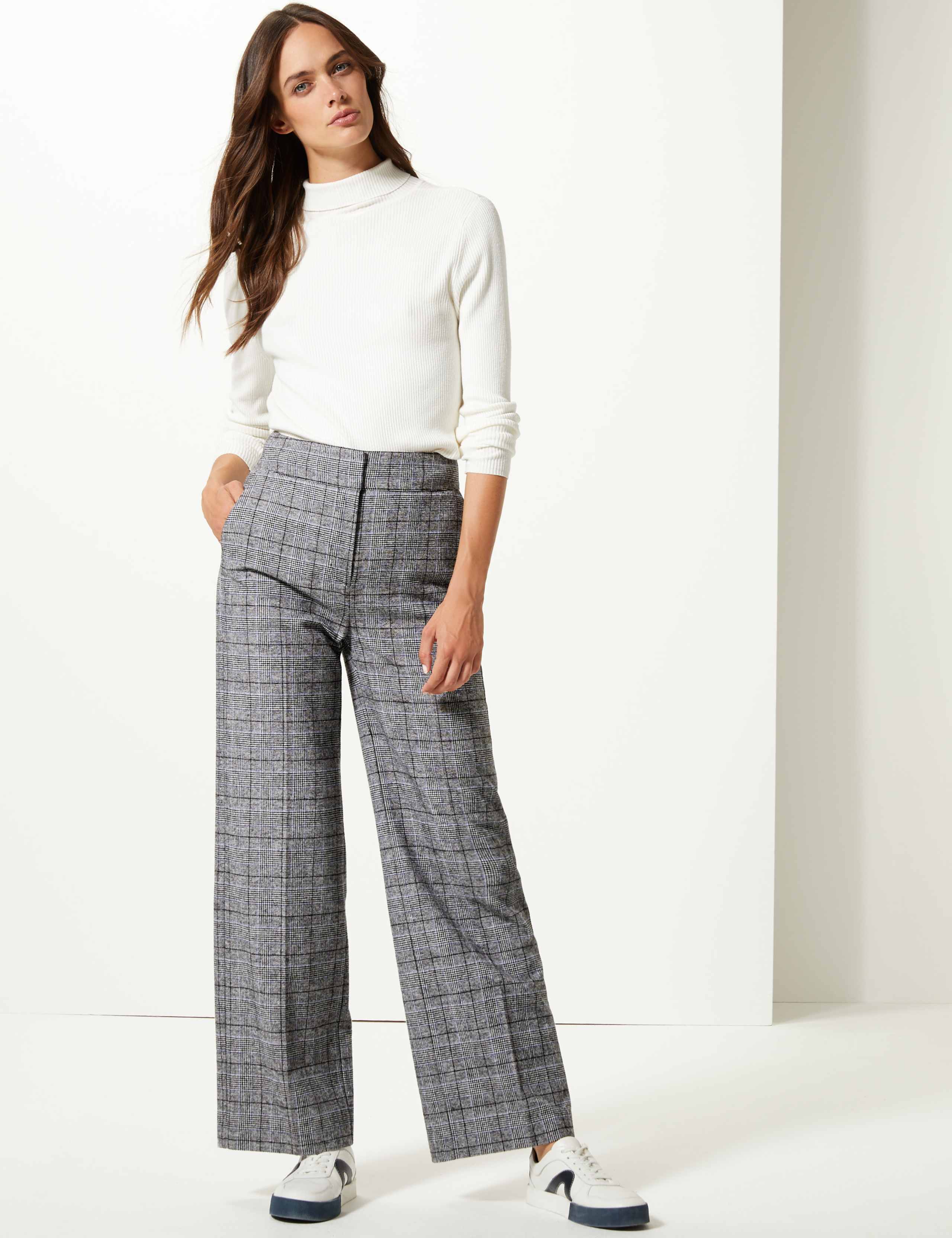Checked Wide Leg Trousers 1 of 6