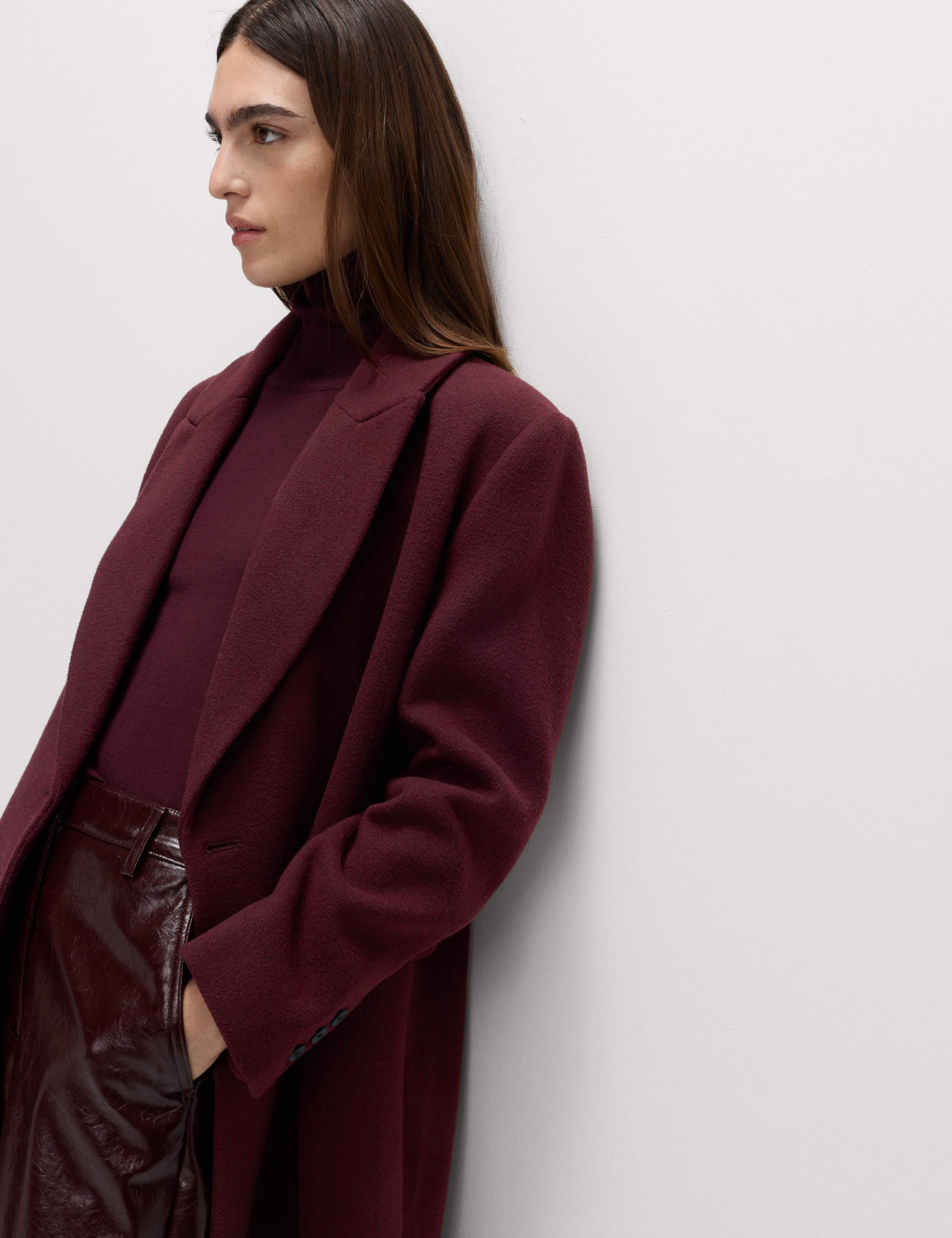 Double Breasted Longline Coat With Wool 7 of 7