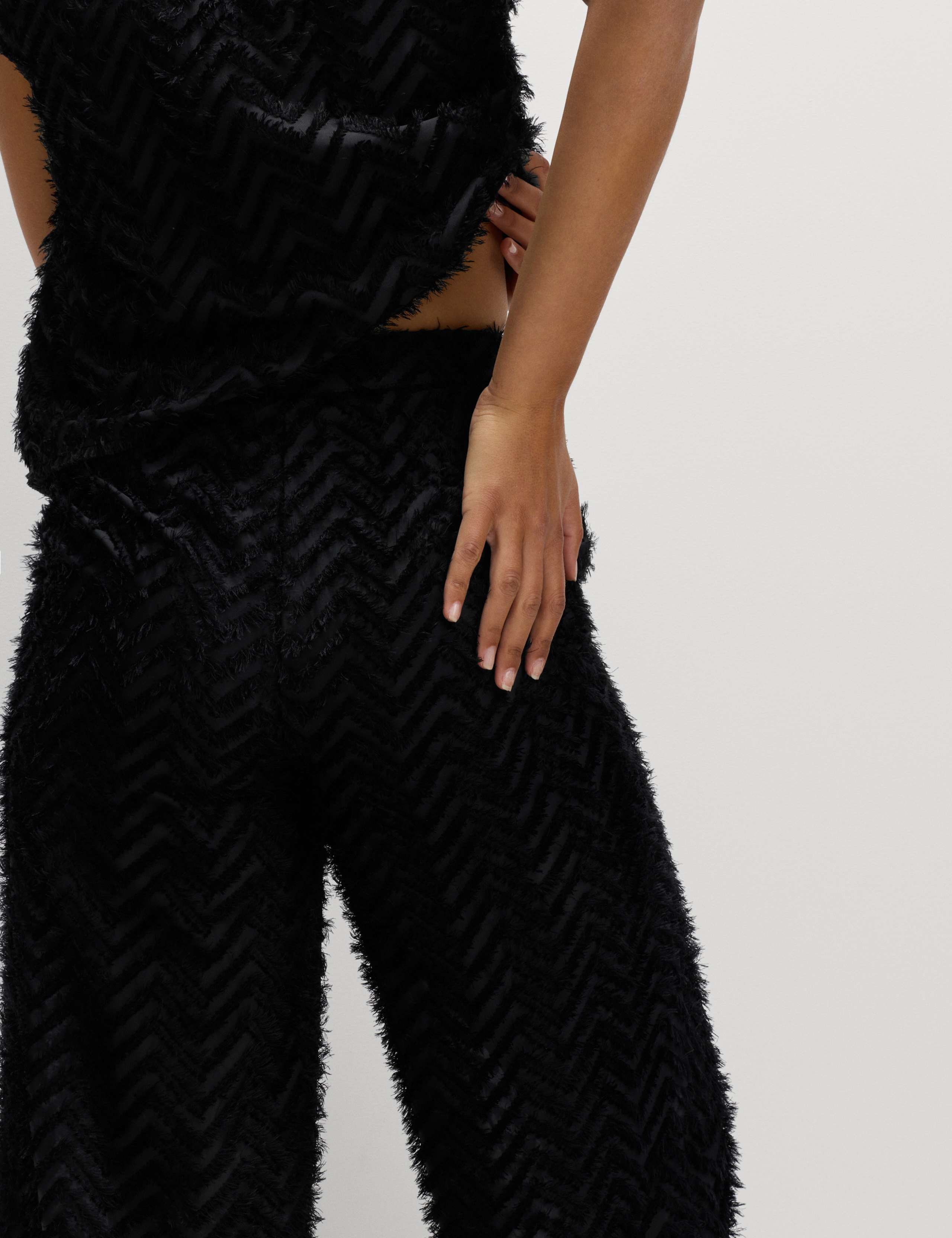 Textured Wide Leg Ankle Grazer Trousers 3 of 7