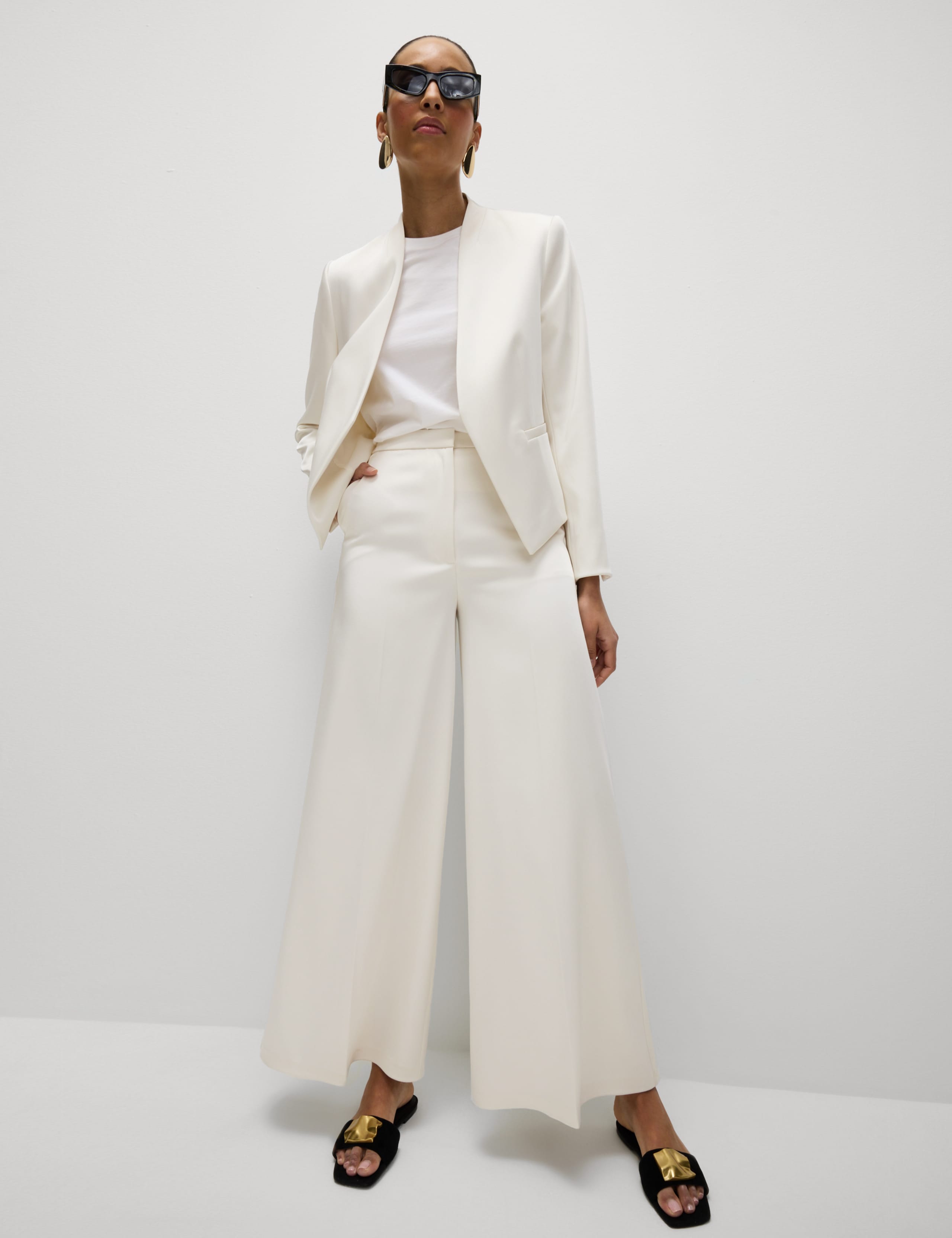 Satin Elasticated Waist Palazzo Trousers 1 of 5