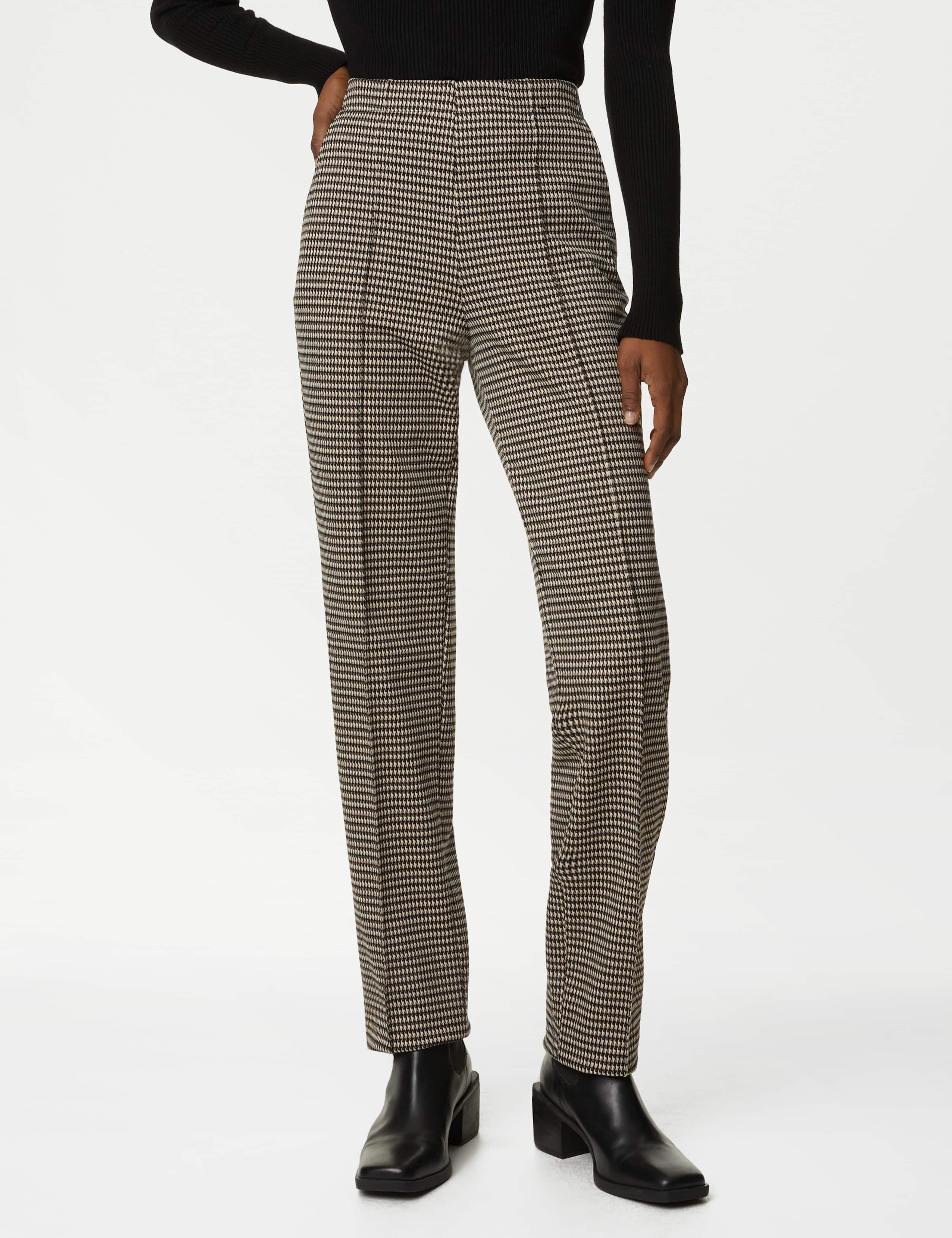 Twill Jersey Houndstooth Pintuck Trousers 3 of 5