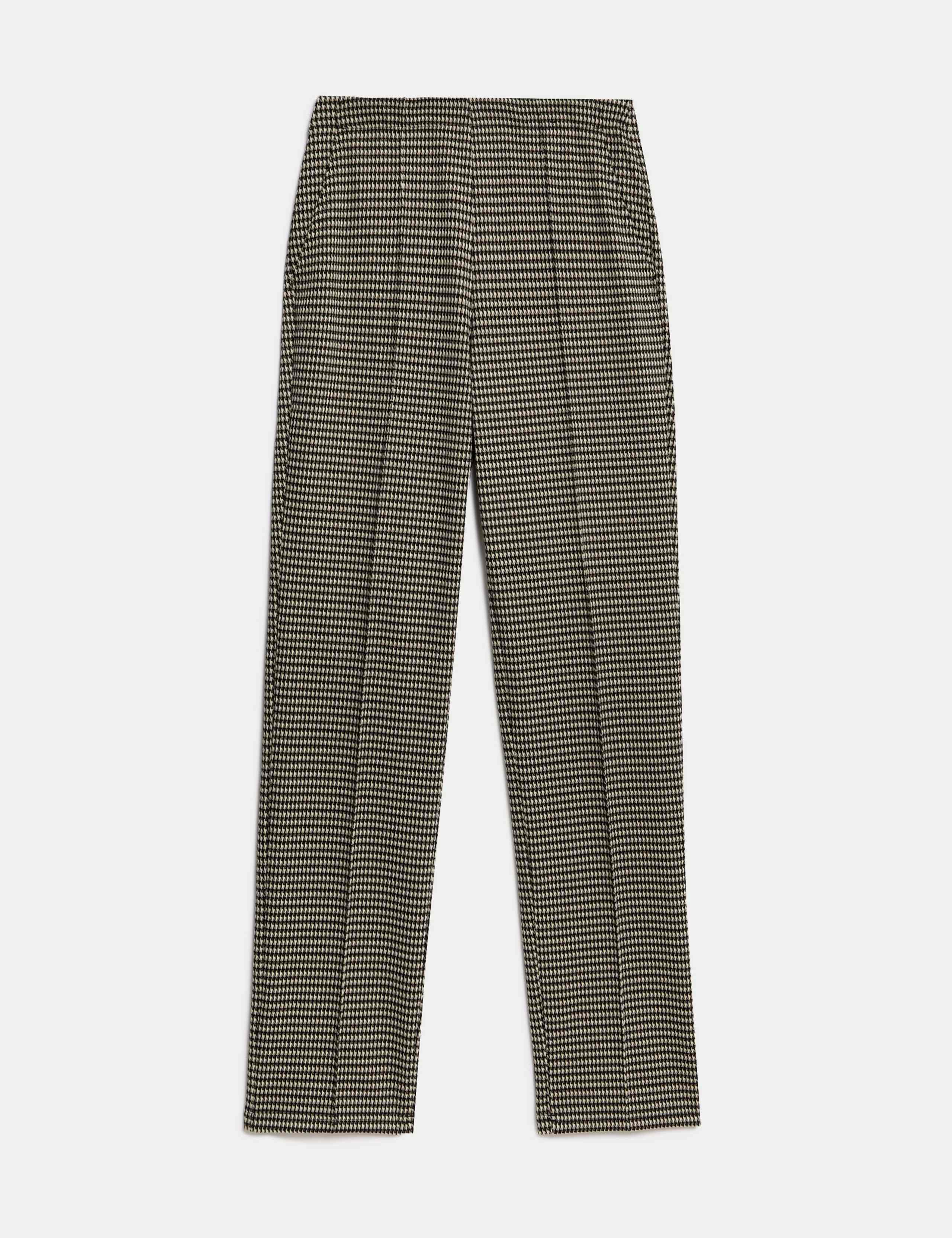 Twill Jersey Houndstooth Pintuck Trousers 2 of 5