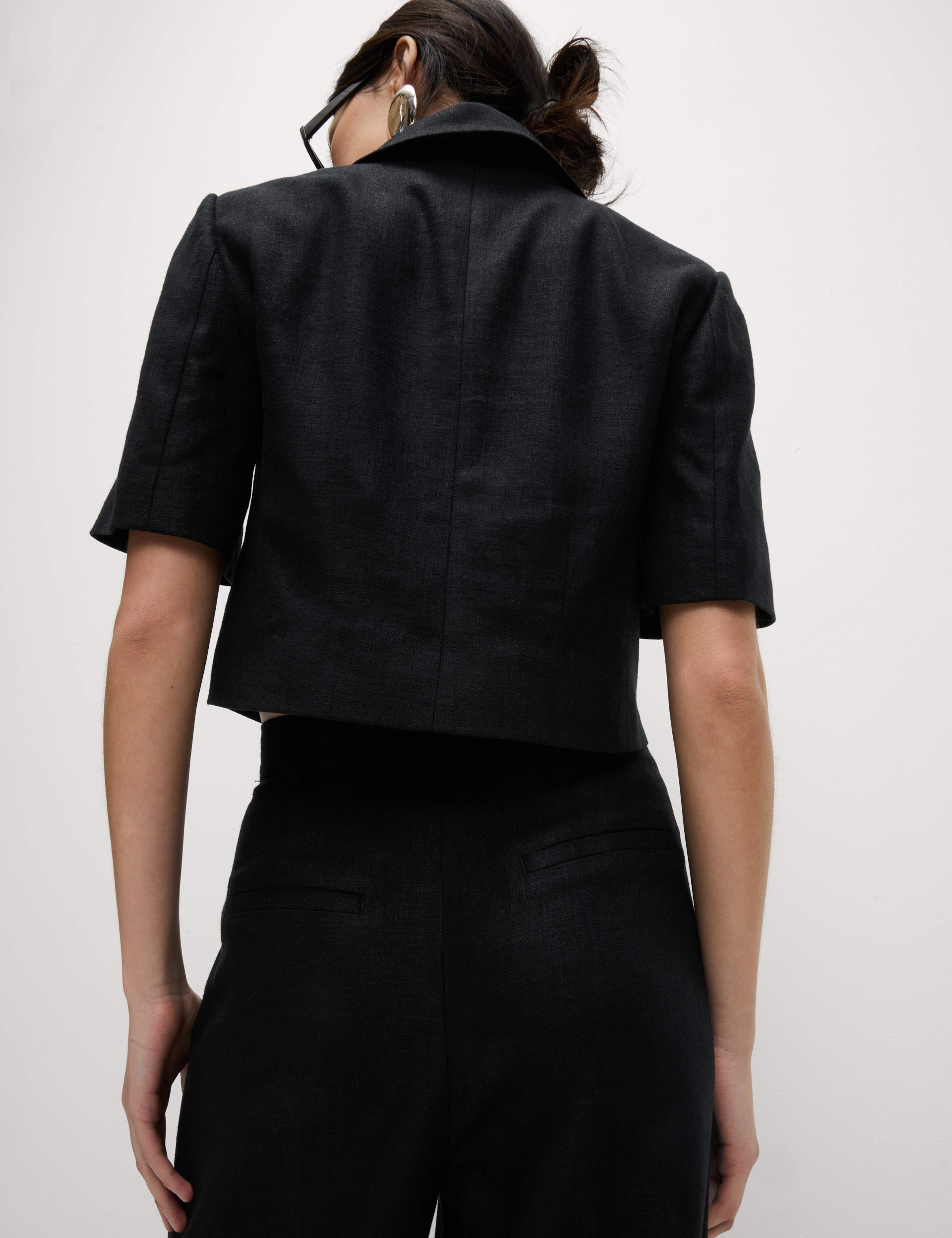 Linen Twill Rich Cropped Short Sleeve Jacket 5 of 7