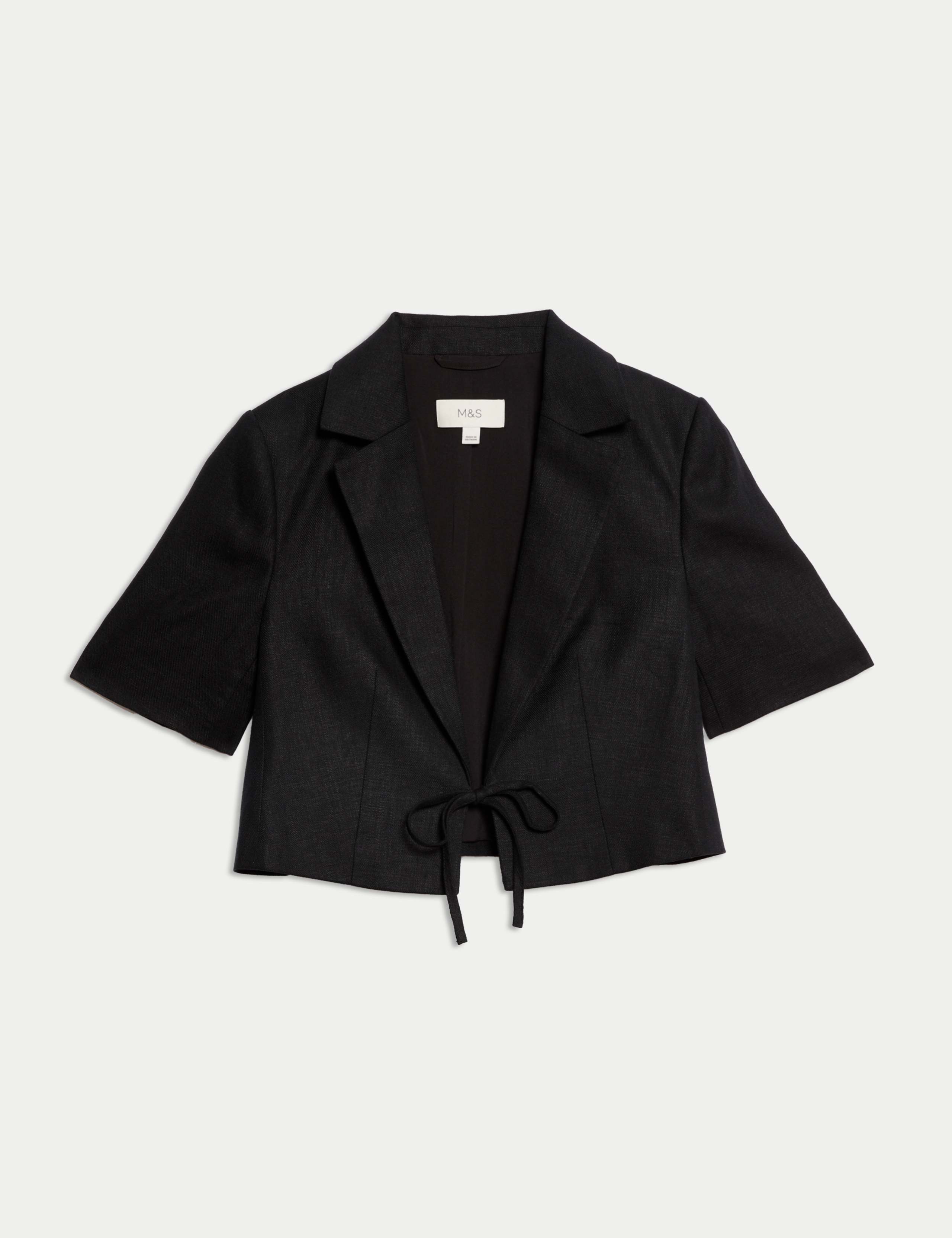 Linen Twill Rich Cropped Short Sleeve Jacket 2 of 7