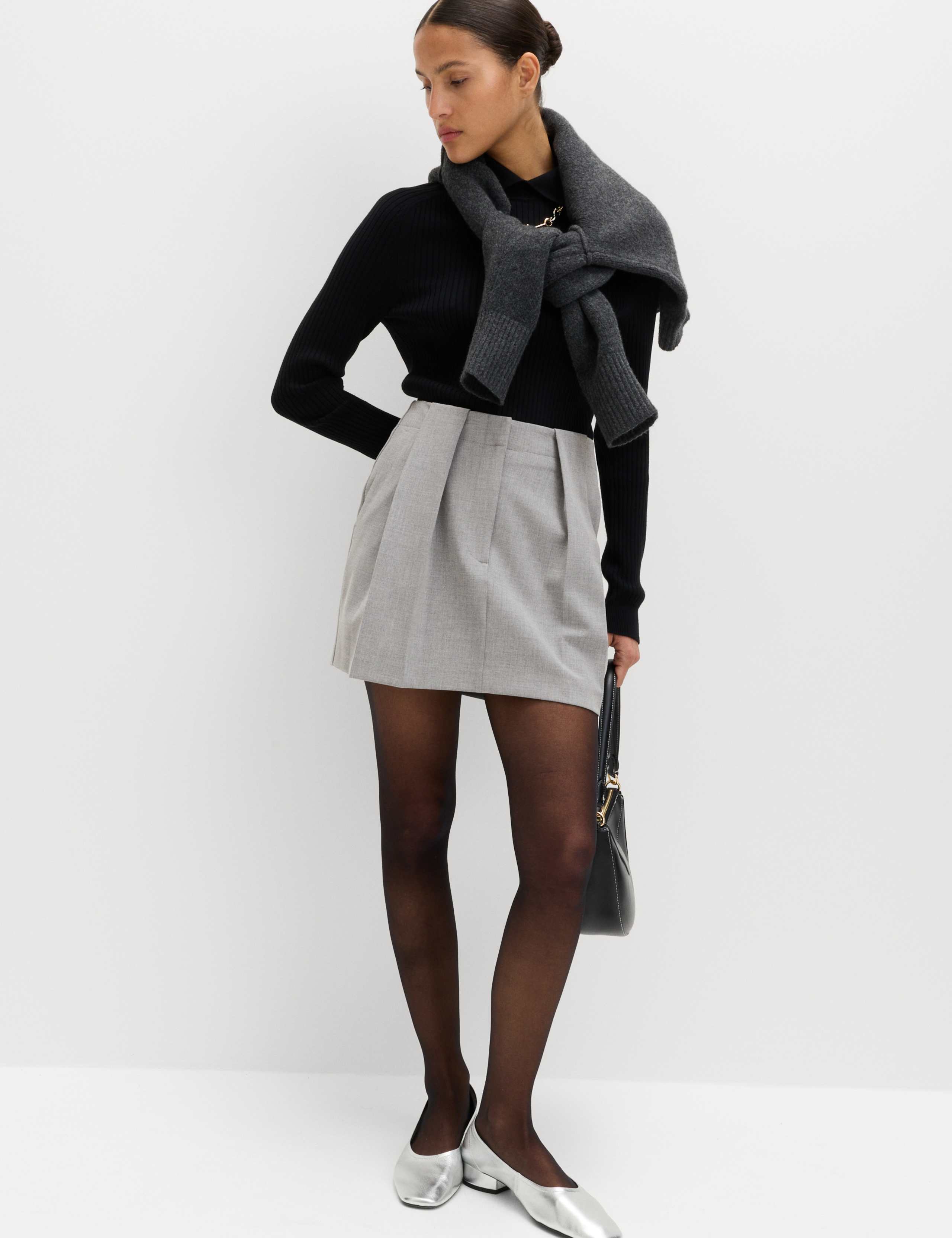 Melange Pleated Mini Skirt 3 of 5