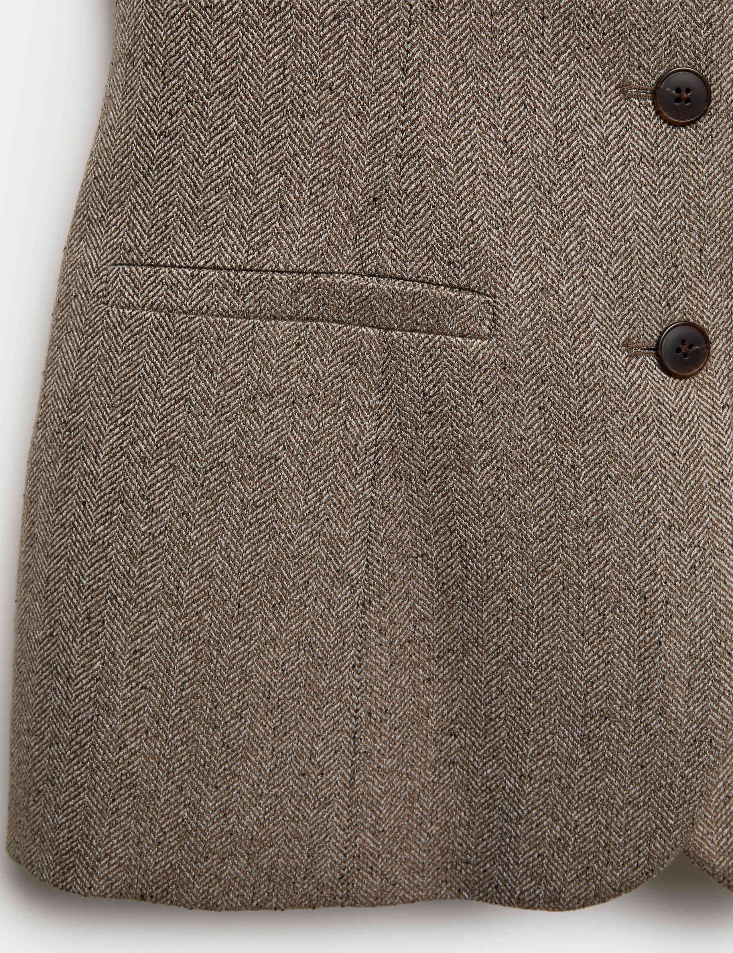 Neppy Herringbone Collarless Cinched Waistcoat 7 of 7