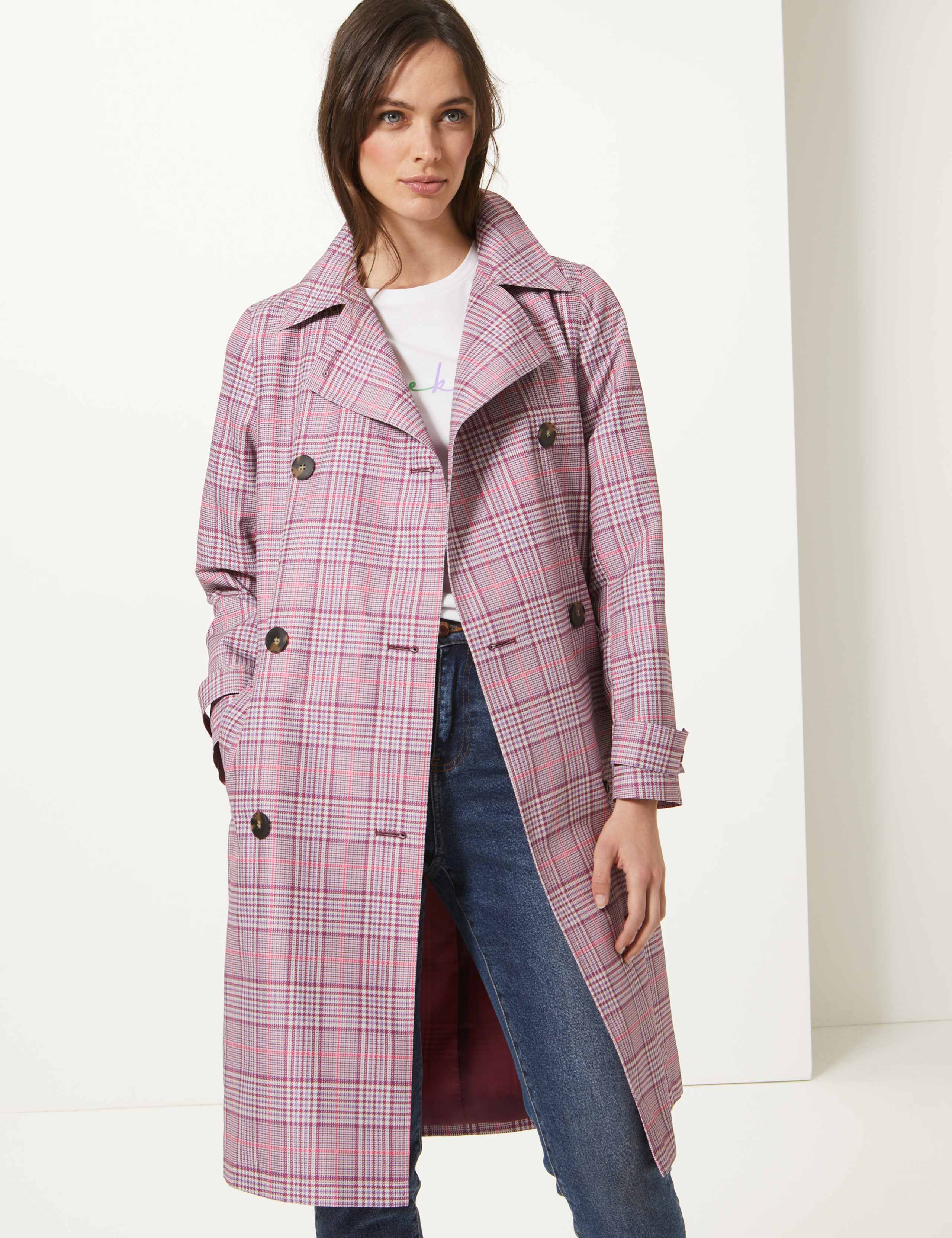 Checked Double Breasted Trench Coat 3 of 5