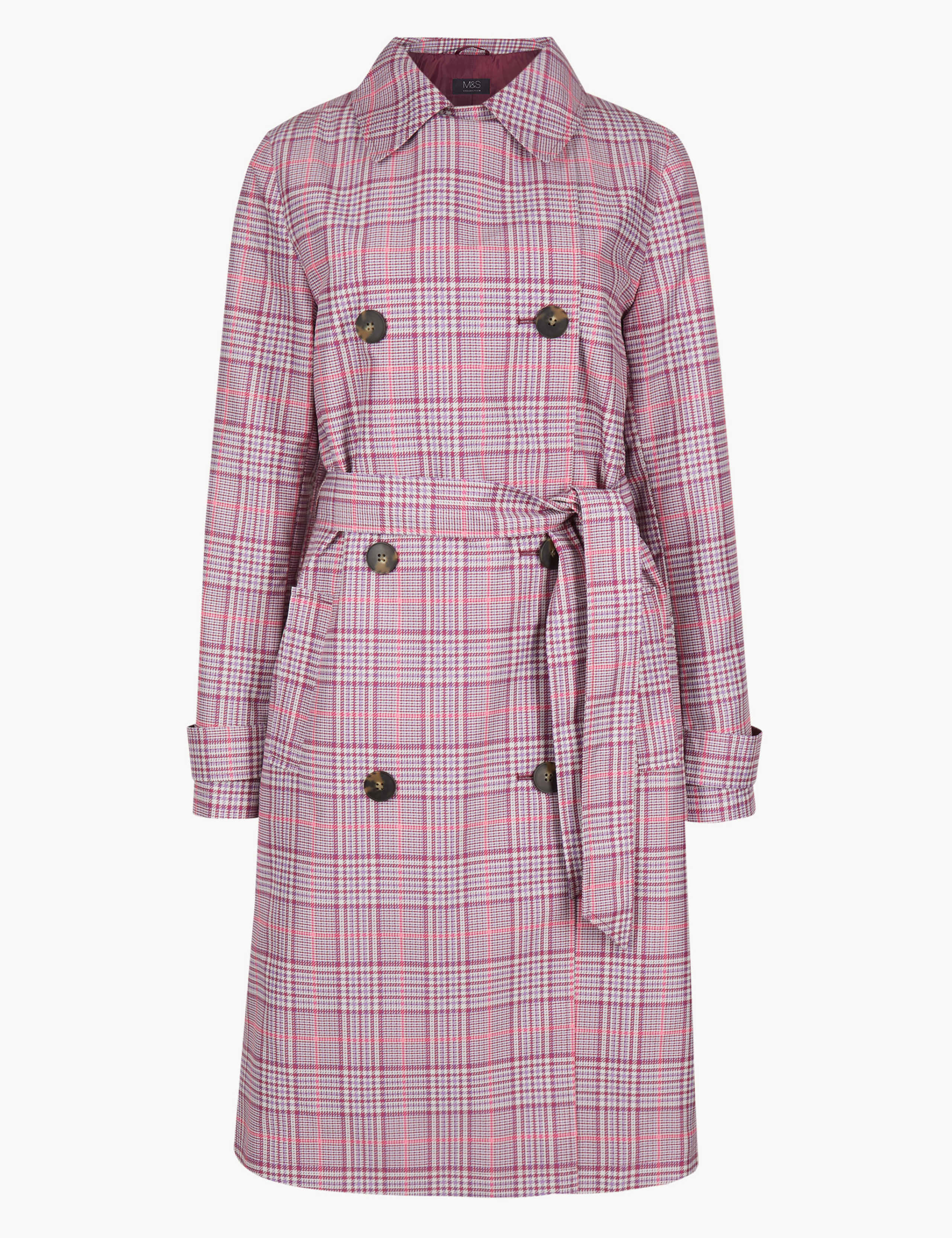 Checked Double Breasted Trench Coat 2 of 5