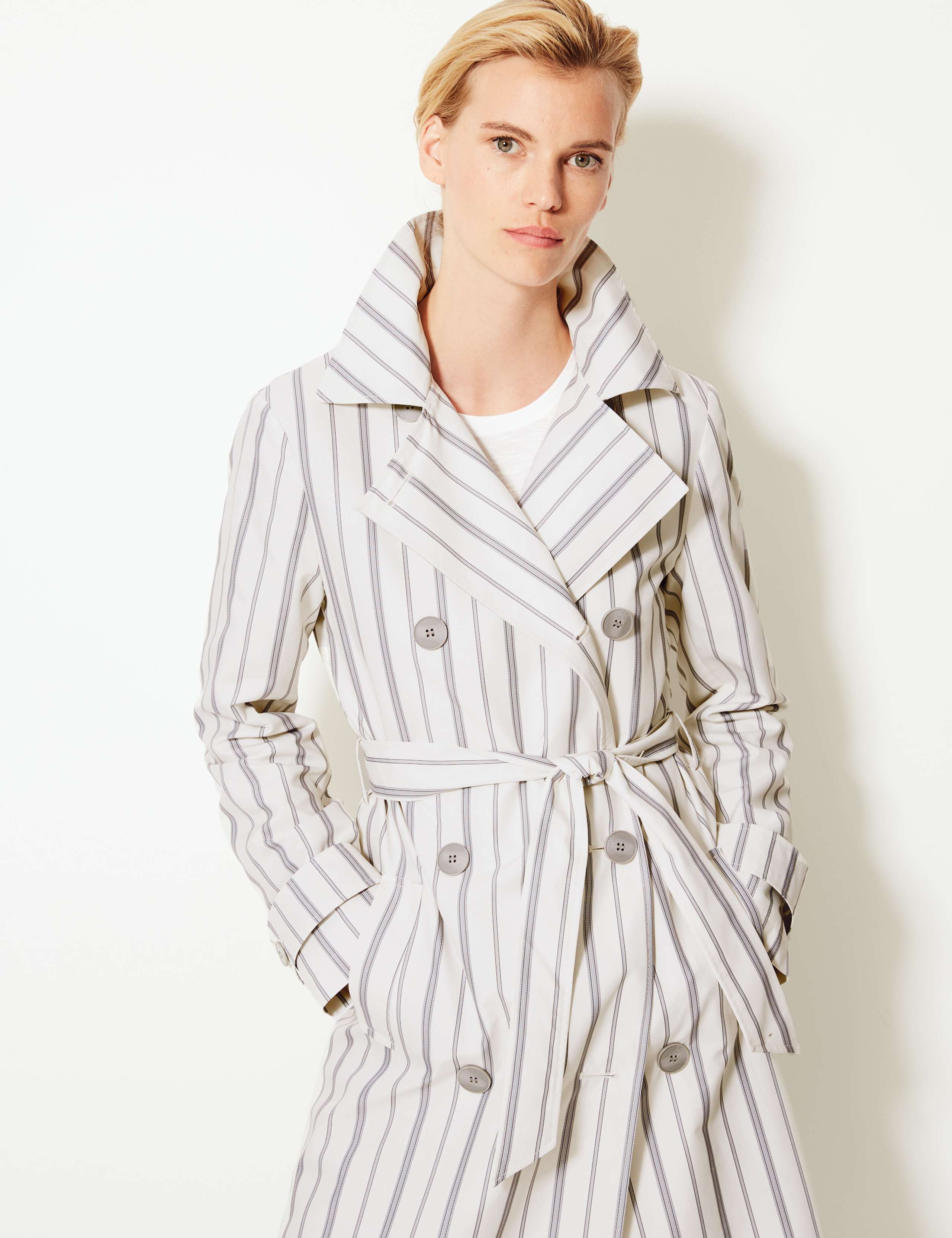Striped Double Breasted Trench Coat 3 of 5