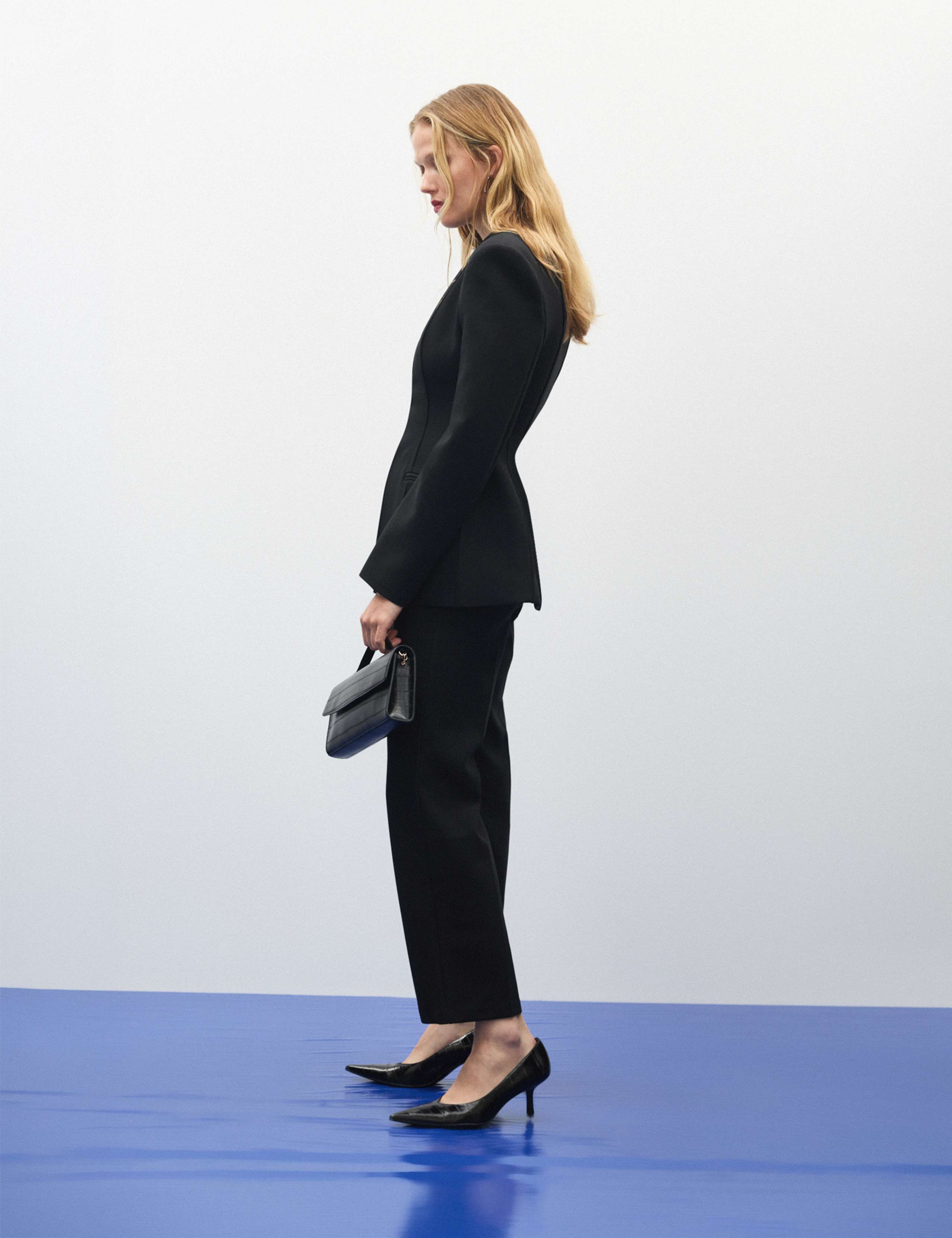 Cinched Fitted Collarless Blazer 9 of 11