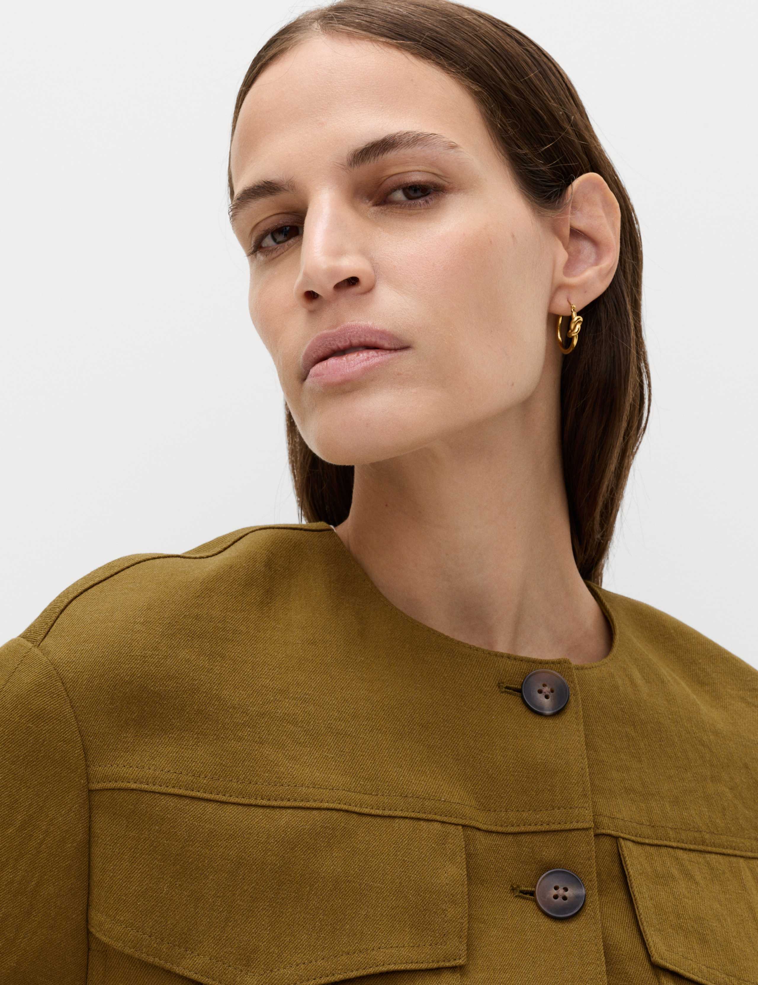 Collarless Utility Jacket With Linen 6 of 7