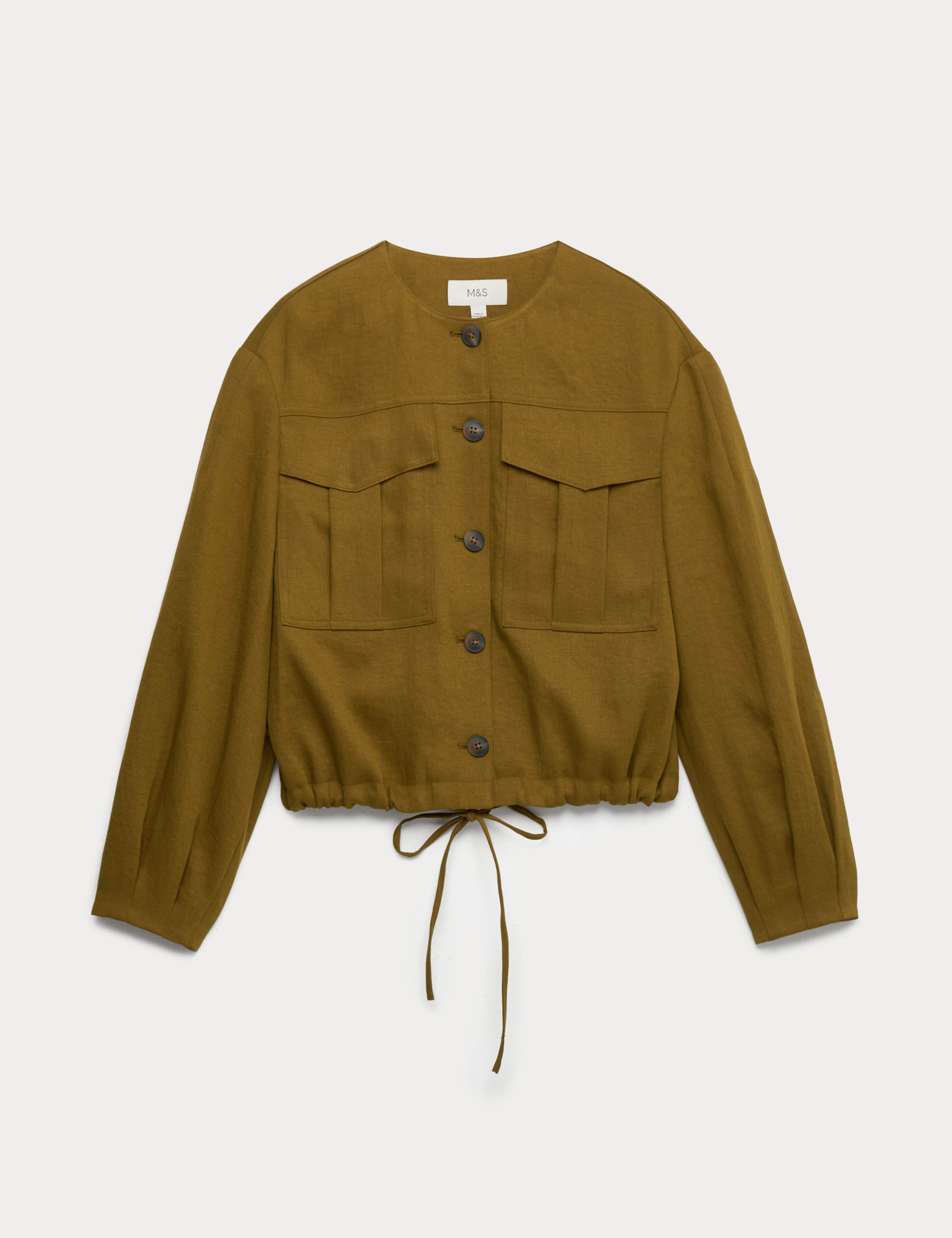 Collarless Utility Jacket With Linen 2 of 7