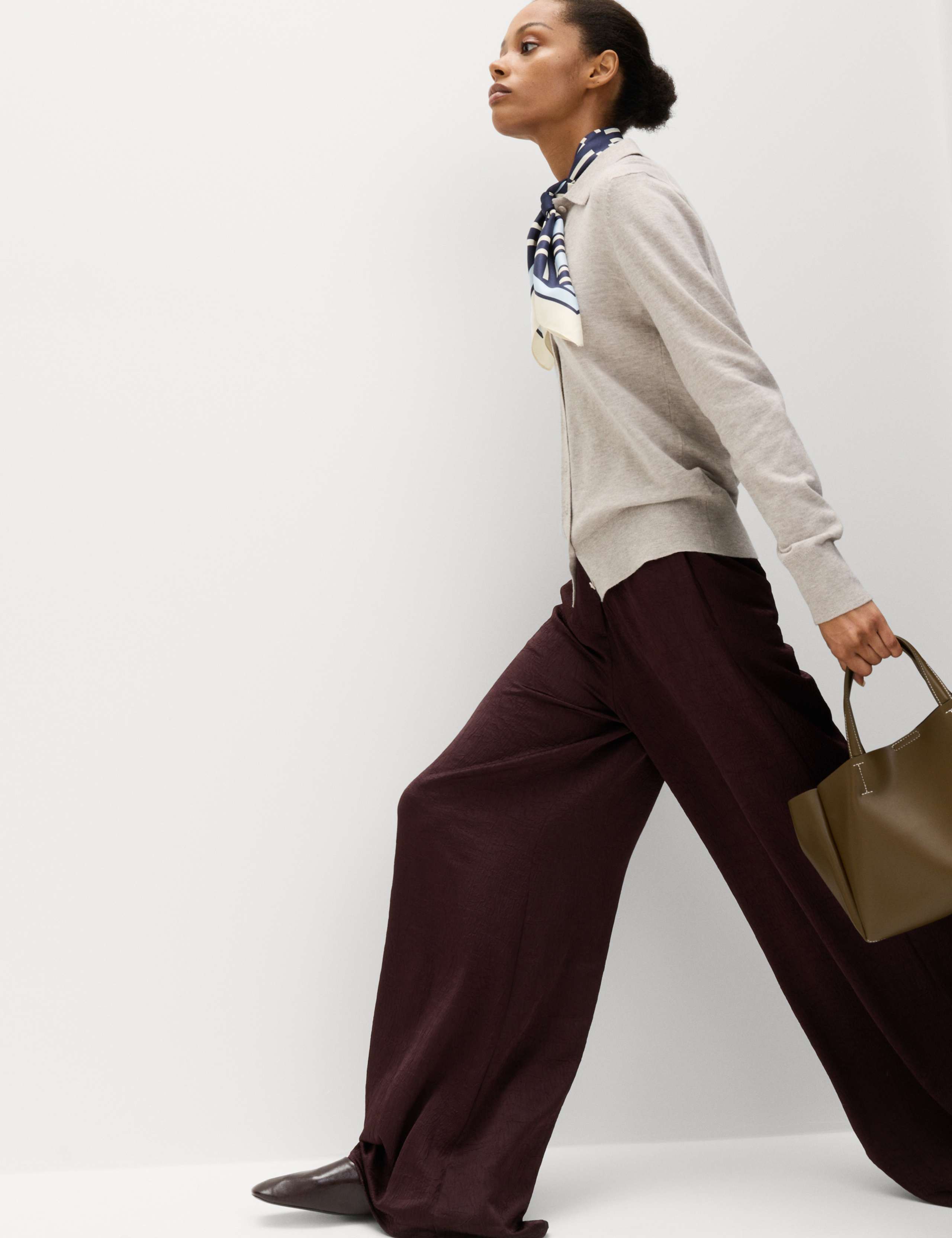 Satin Crinkle Palazzo Trousers 1 of 6