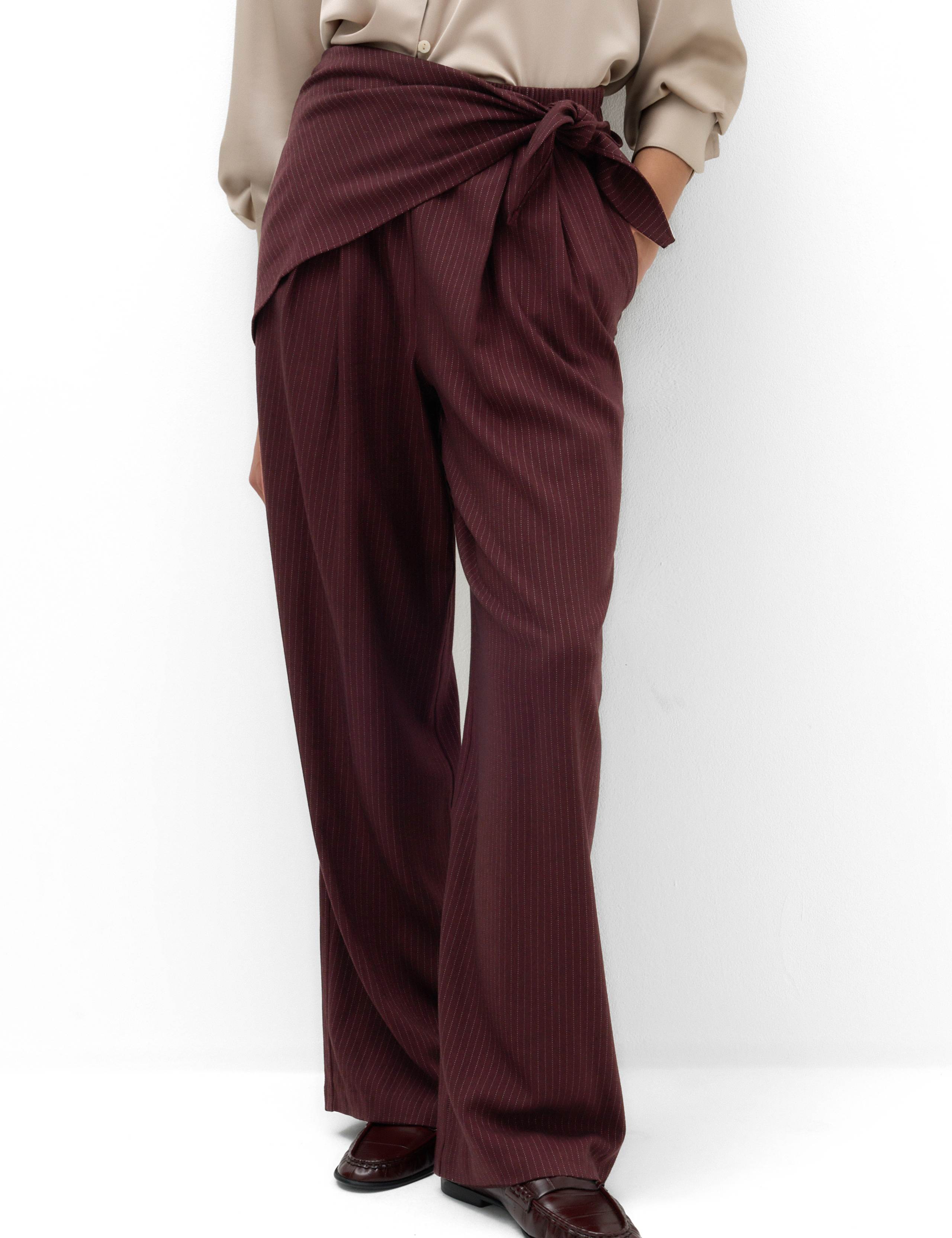 Pinstripe Wrap Detail Wide Leg Trousers 5 of 6