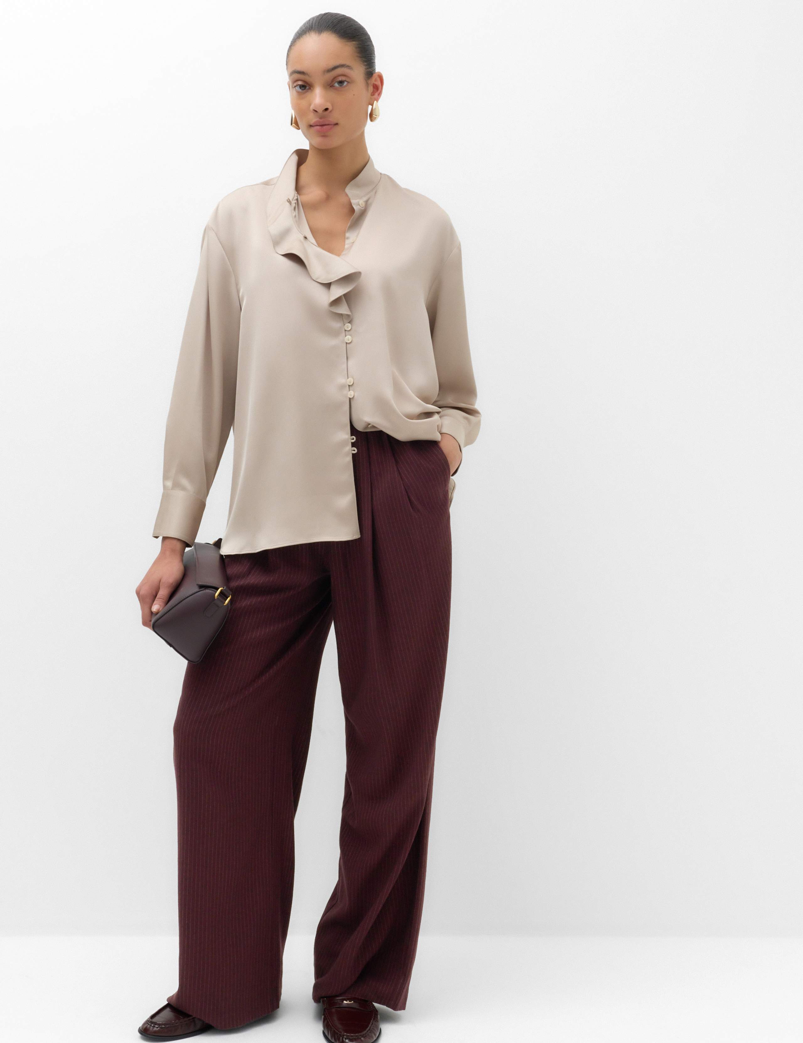Pinstripe Wrap Detail Wide Leg Trousers 6 of 6