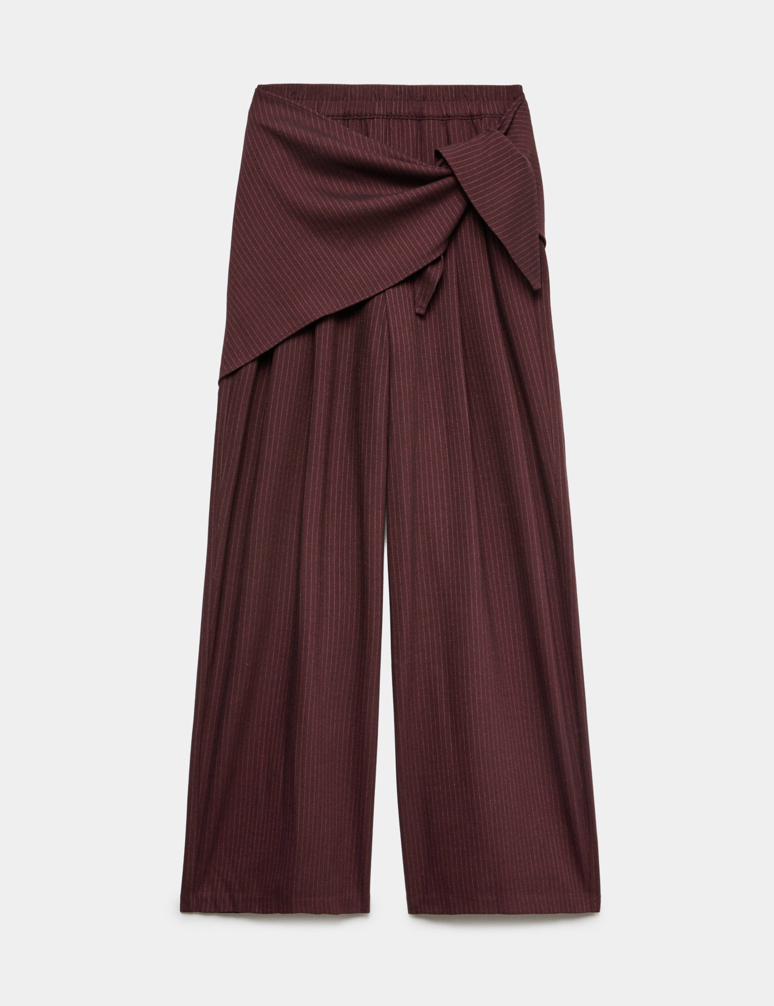 Pinstripe Wrap Detail Wide Leg Trousers 2 of 6