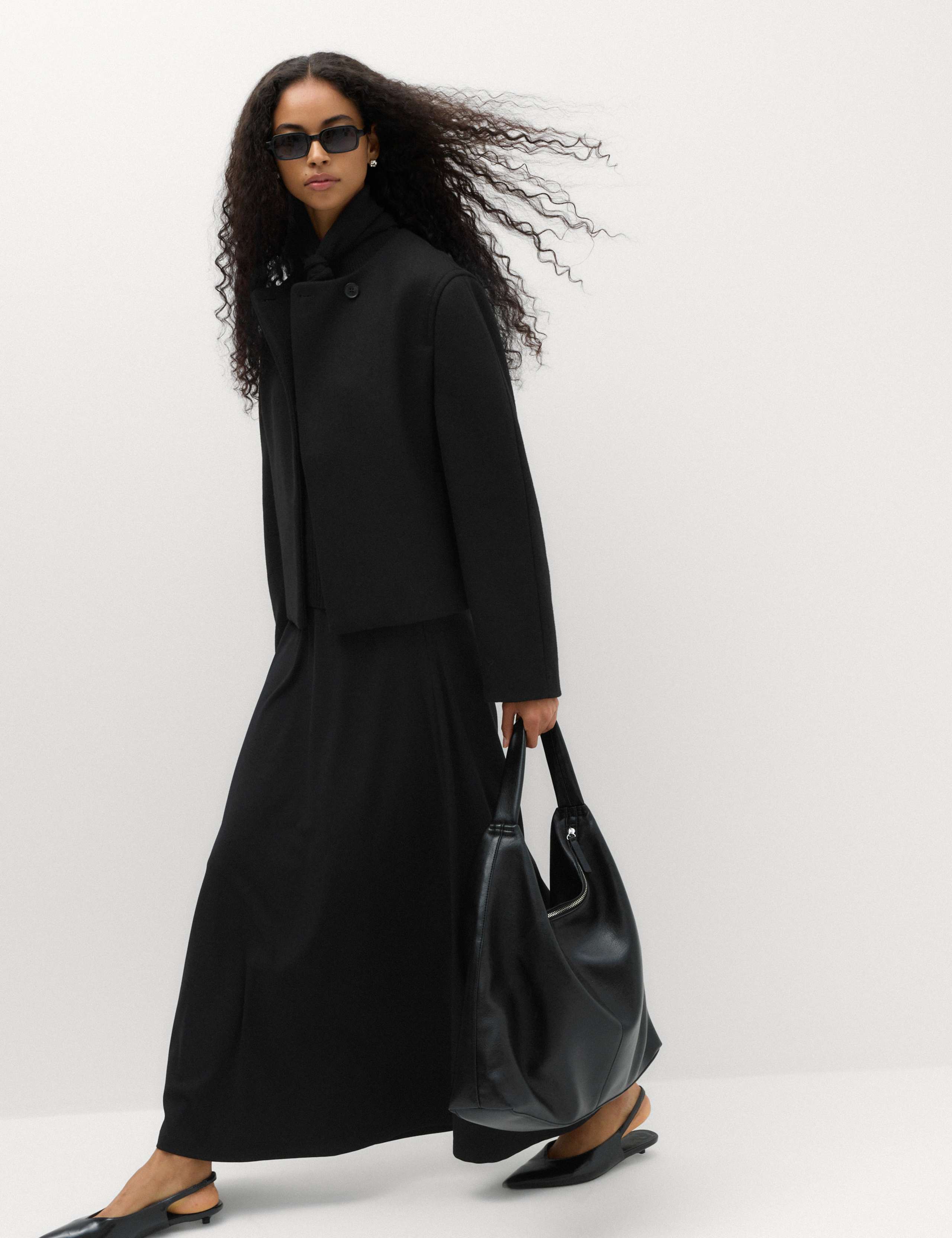 Collarless Short Button Through Jacket with Wool 4 of 7
