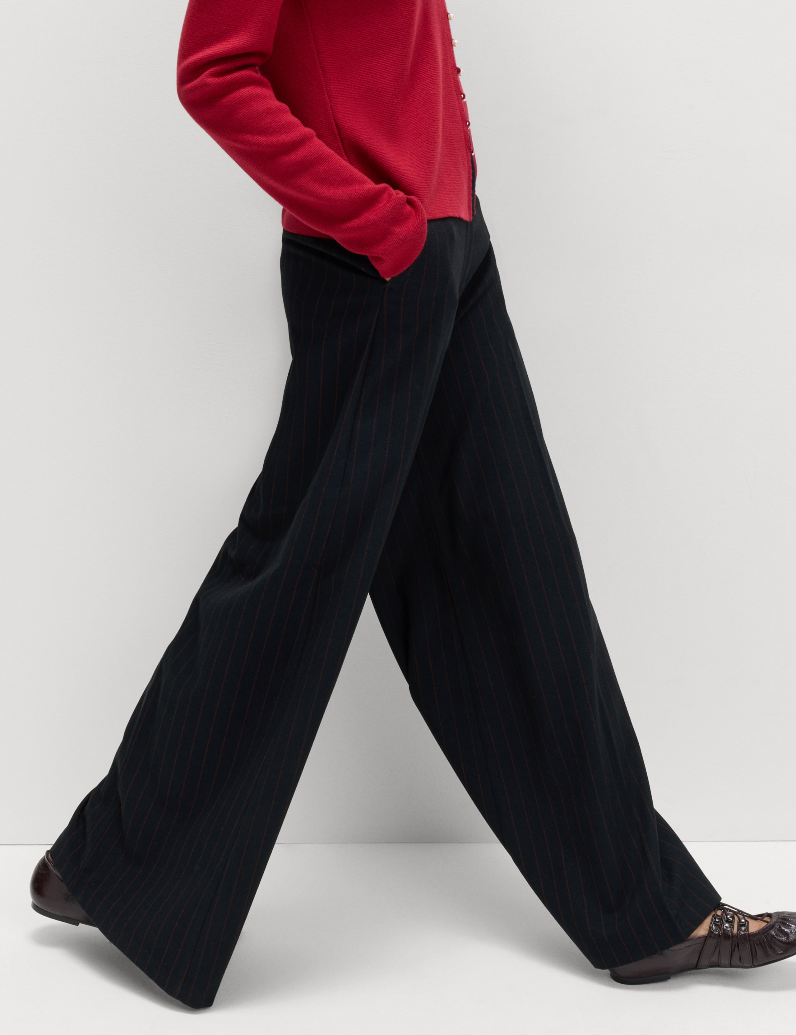 Flannel Pinstripe Palazzo Trousers 6 of 6