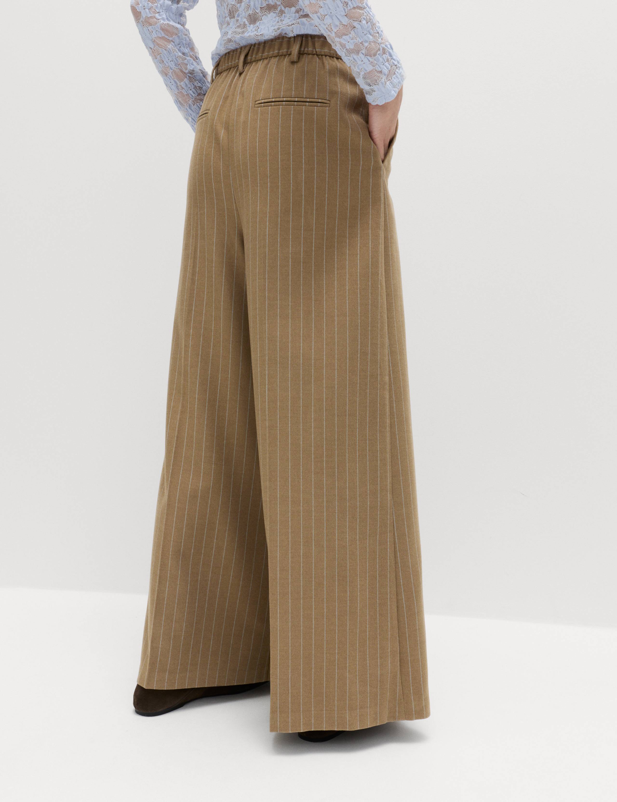 Flannel Pinstripe Palazzo Trousers 3 of 6