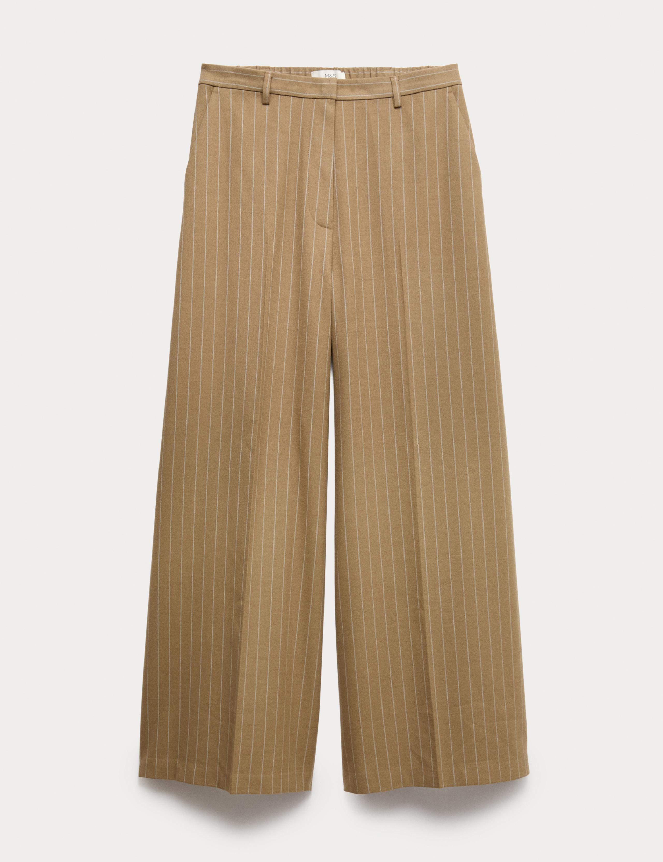 Flannel Pinstripe Palazzo Trousers 2 of 6