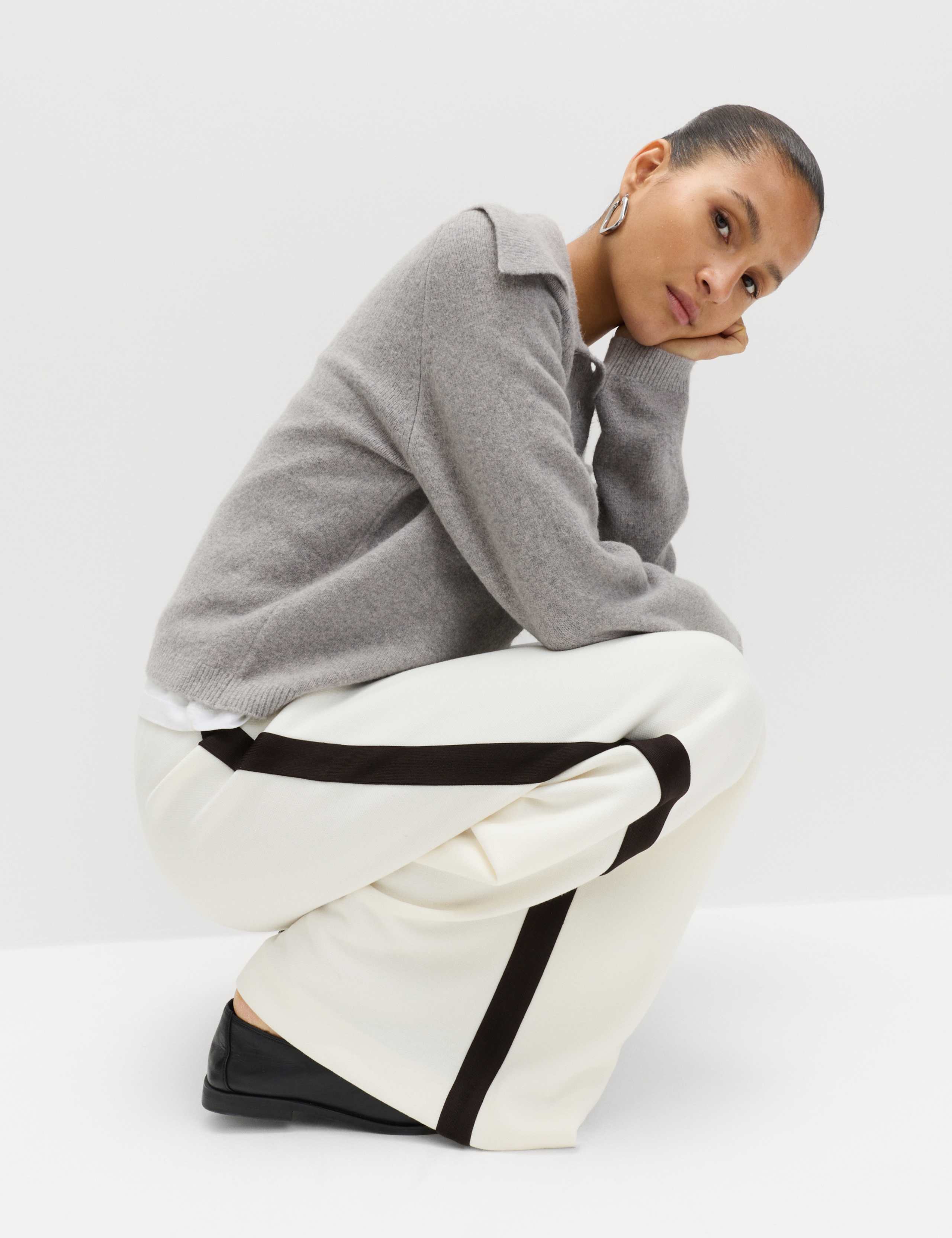 Pique Side Stripe Wide Leg Trousers 1 of 7