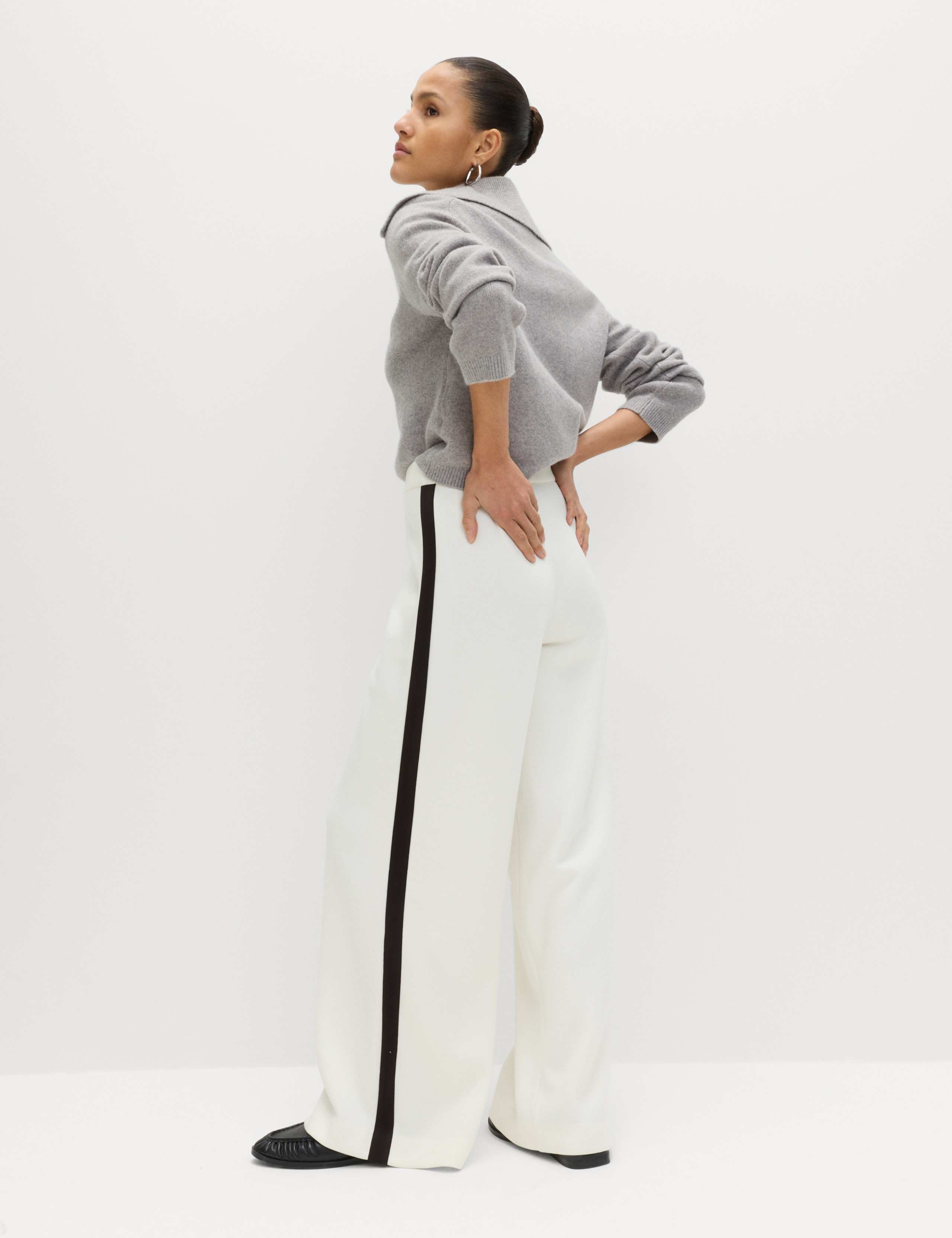 Pique Side Stripe Wide Leg Trousers 4 of 7