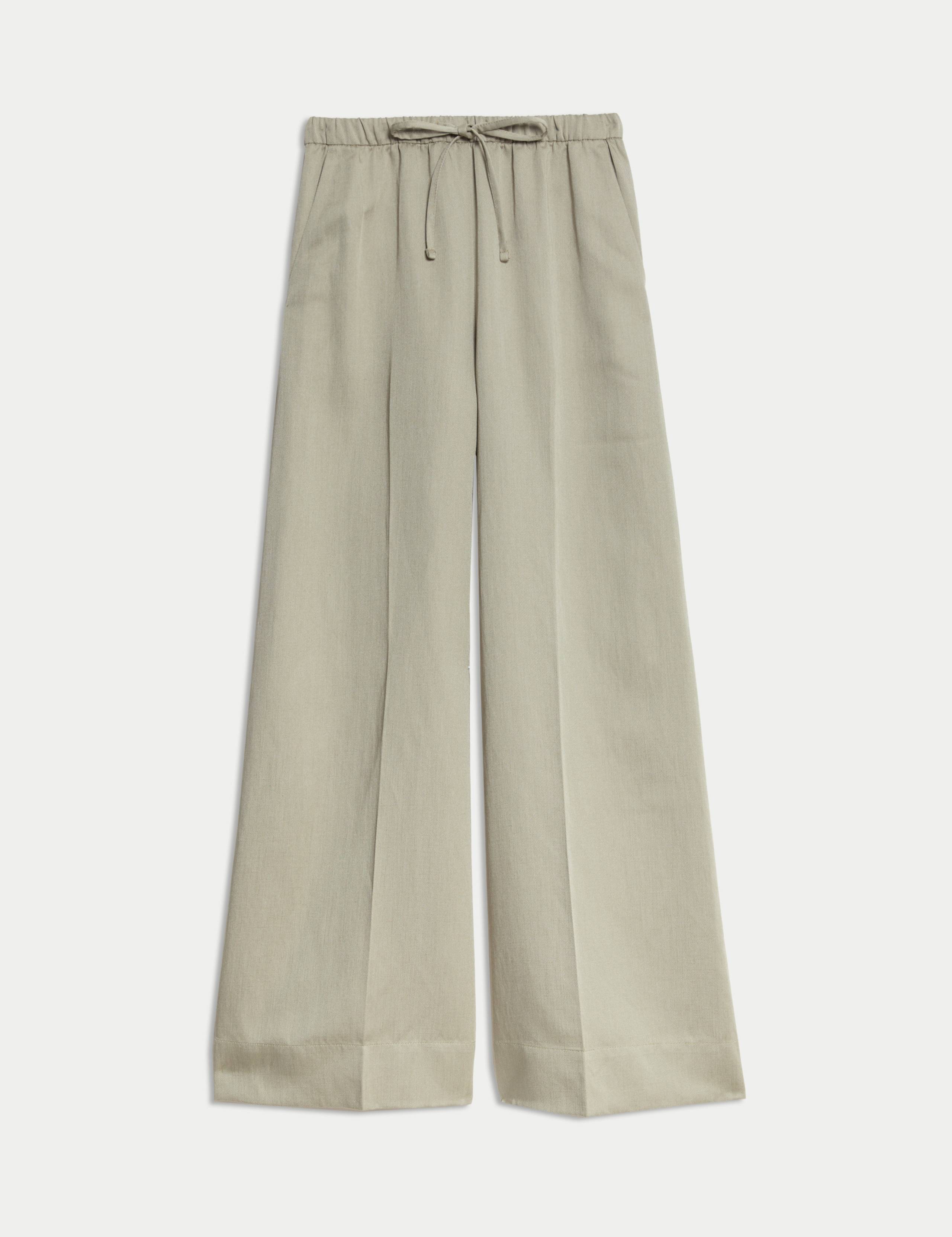 Linen Blend Twill Palazzo Trousers 2 of 7