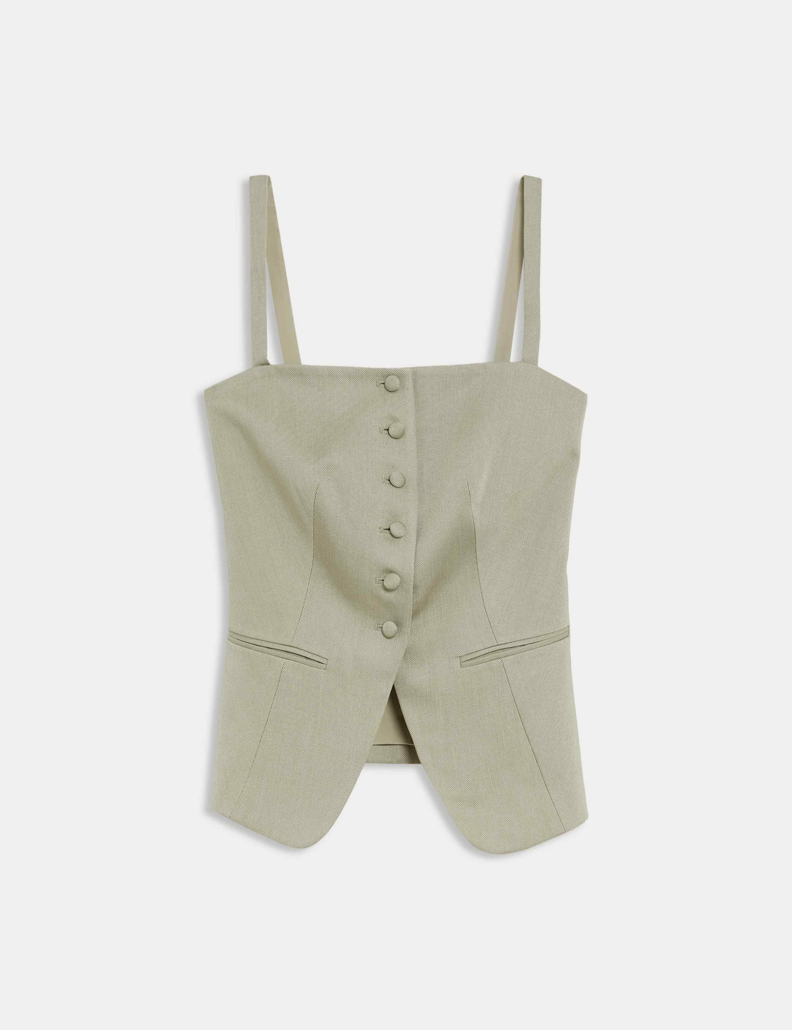 Linen Blend Sheen Twill Waistcoat 2 of 6