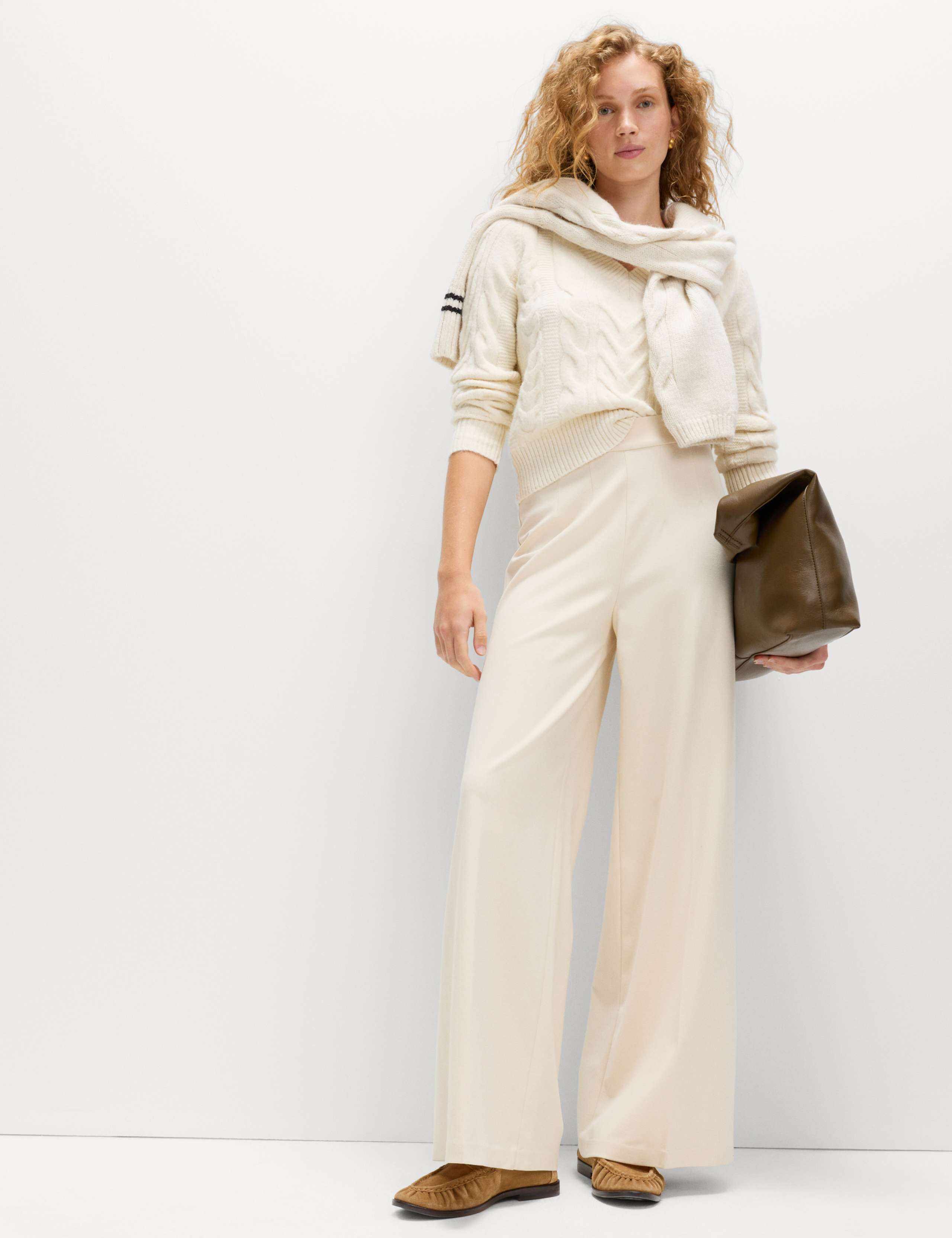 Jersey Wide Leg Trousers with Stretch 6 of 6