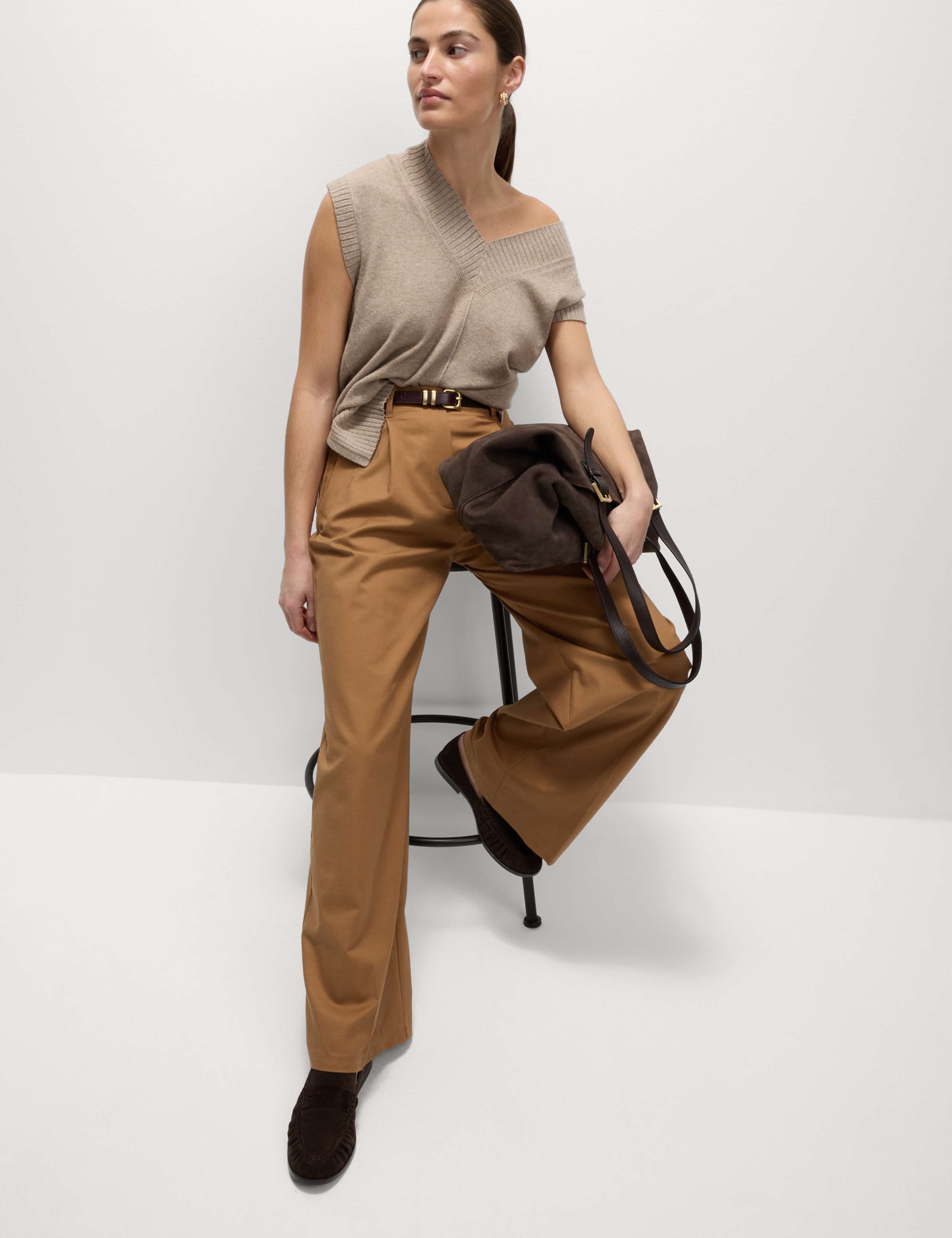 Cotton Rich Wide Leg Trousers 1 of 6