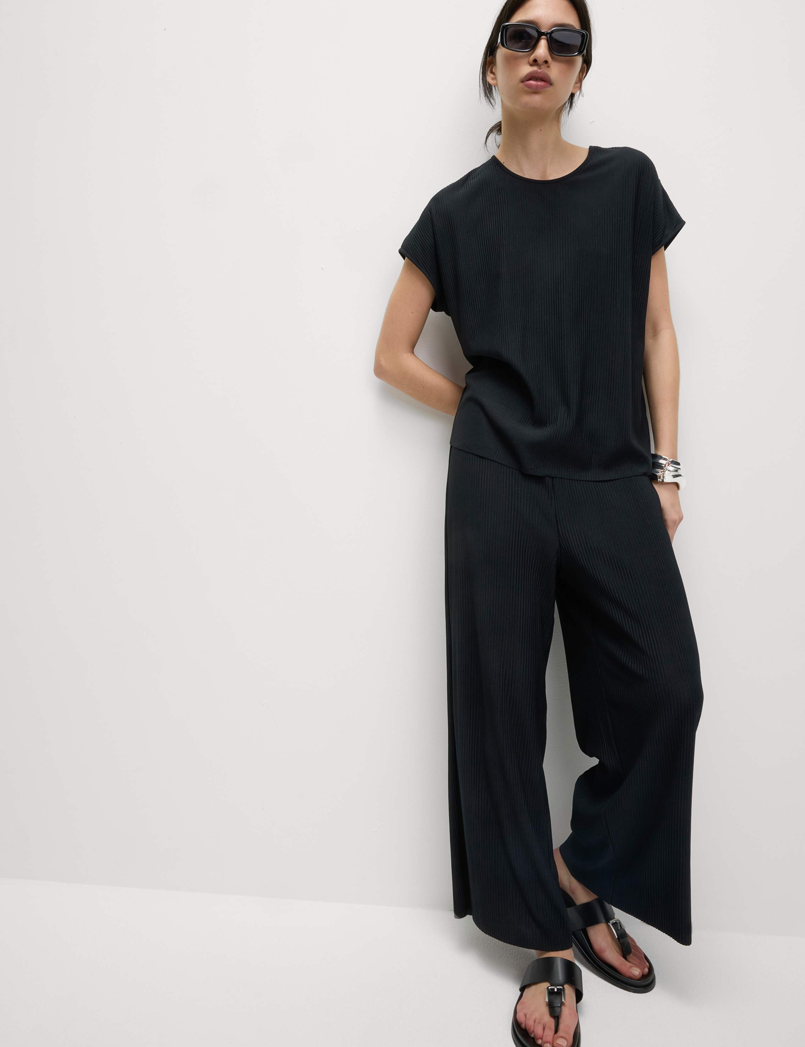 Plisse Wide Leg Cropped Trousers 6 of 6
