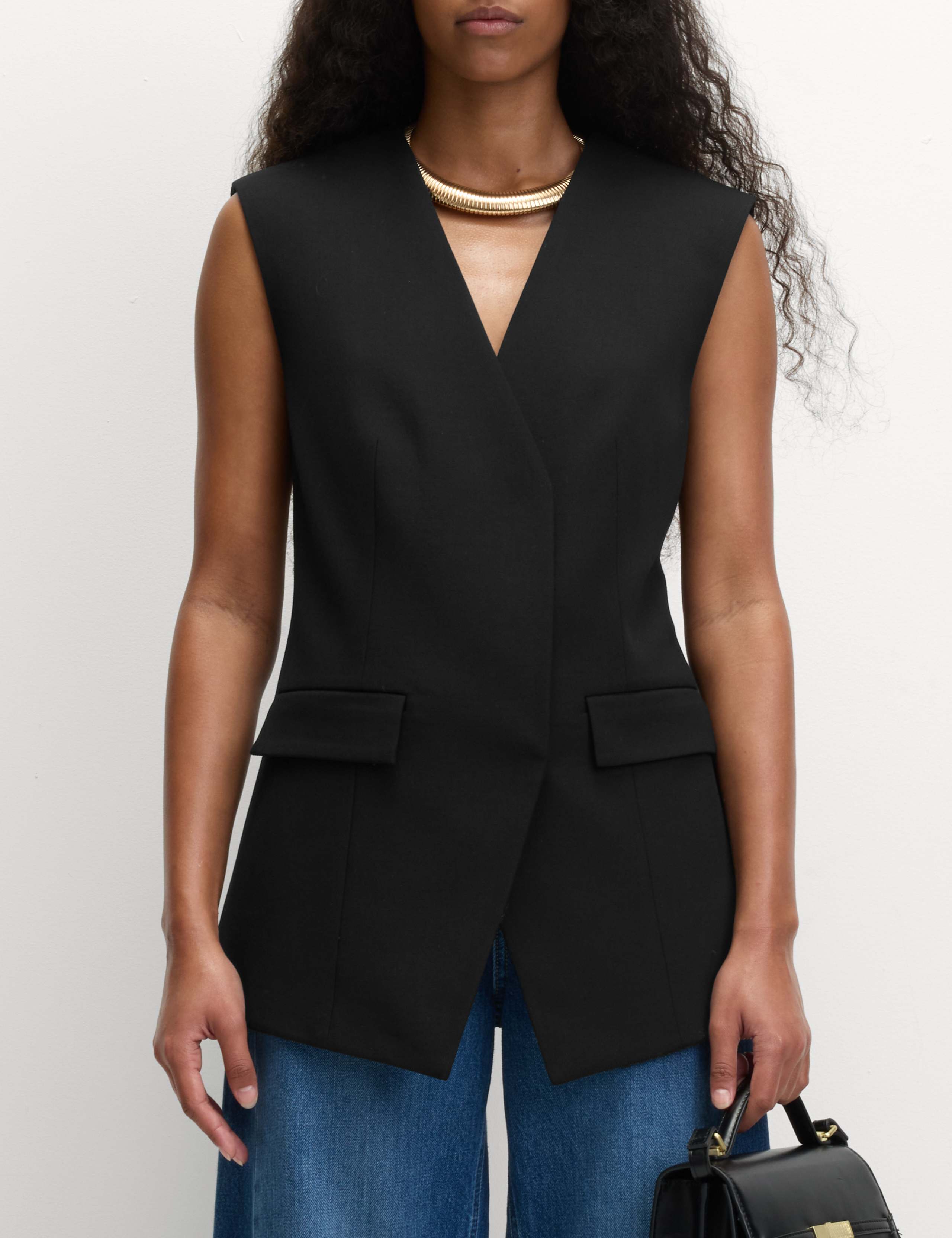 V-Neck Button Through Longline Waistcoat 6 of 6