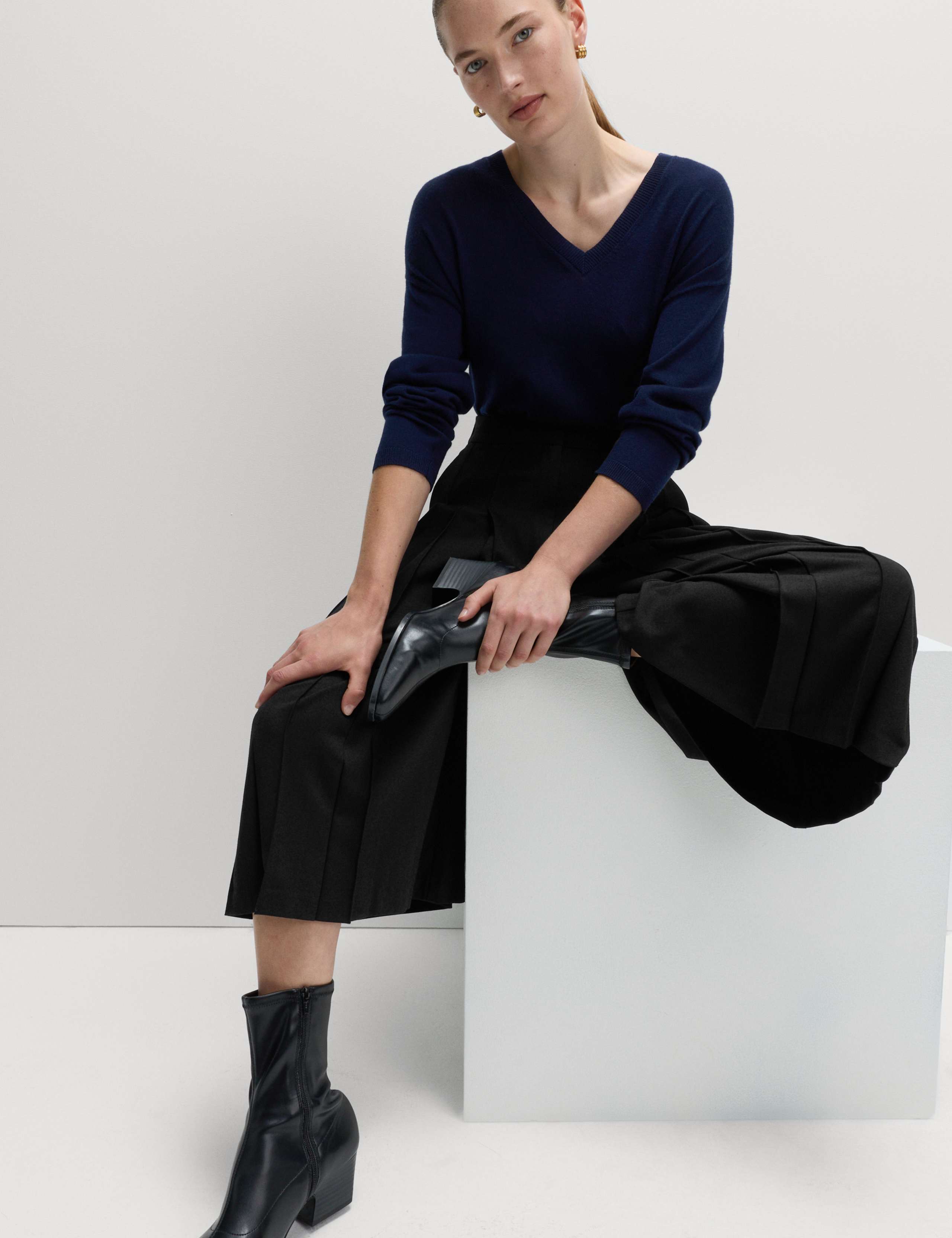 Wool Look Pleated Tailored Culottes 6 of 6